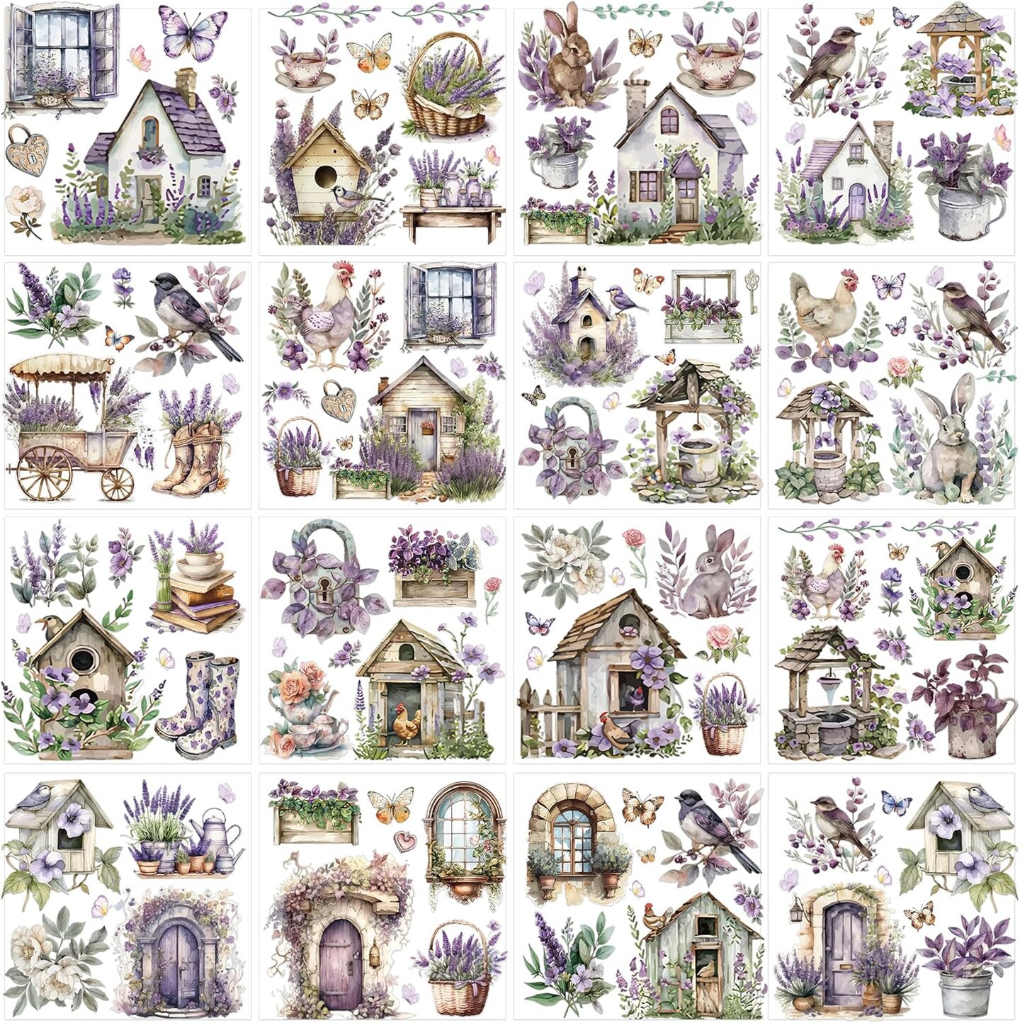 Lavender Rub on Transfers for Crafts: 16 Pcs (Lavender) 4 inches x 4 inches