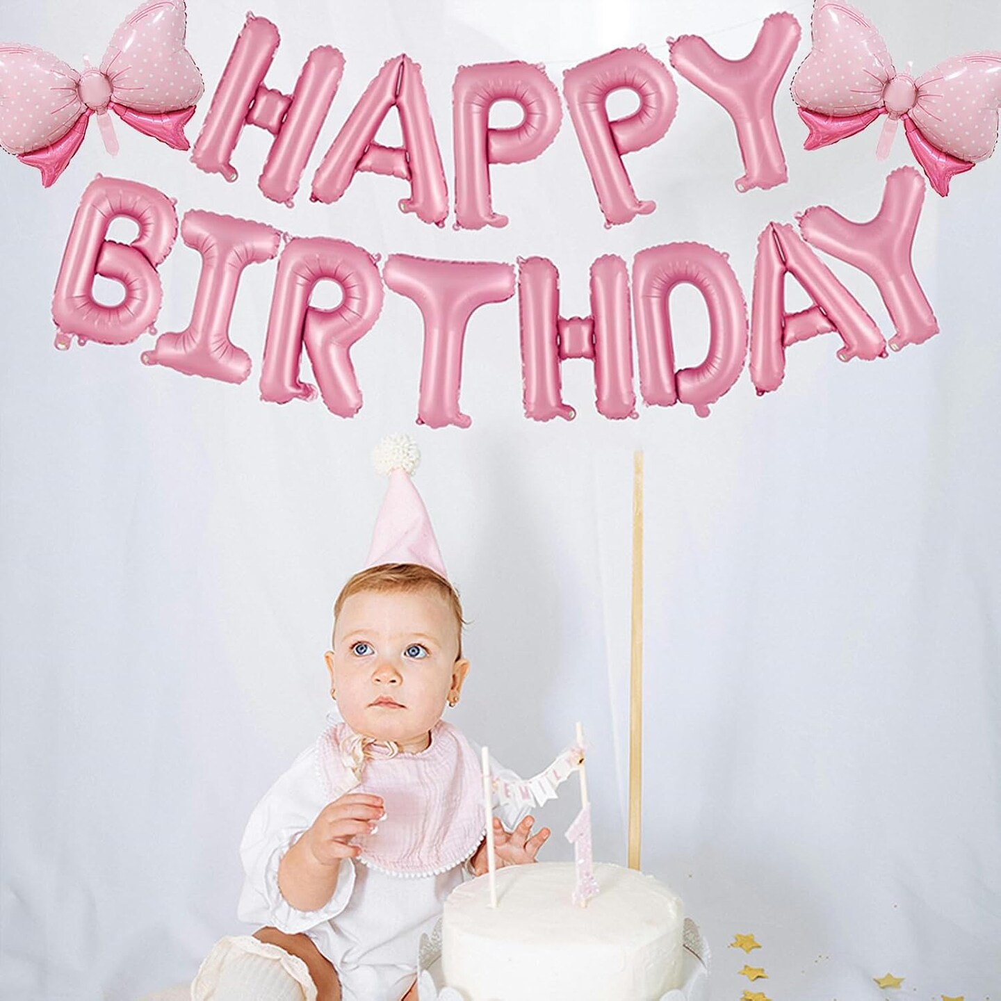 16 Inch Pink Happy Birthday Balloons Letters Banner - Pink