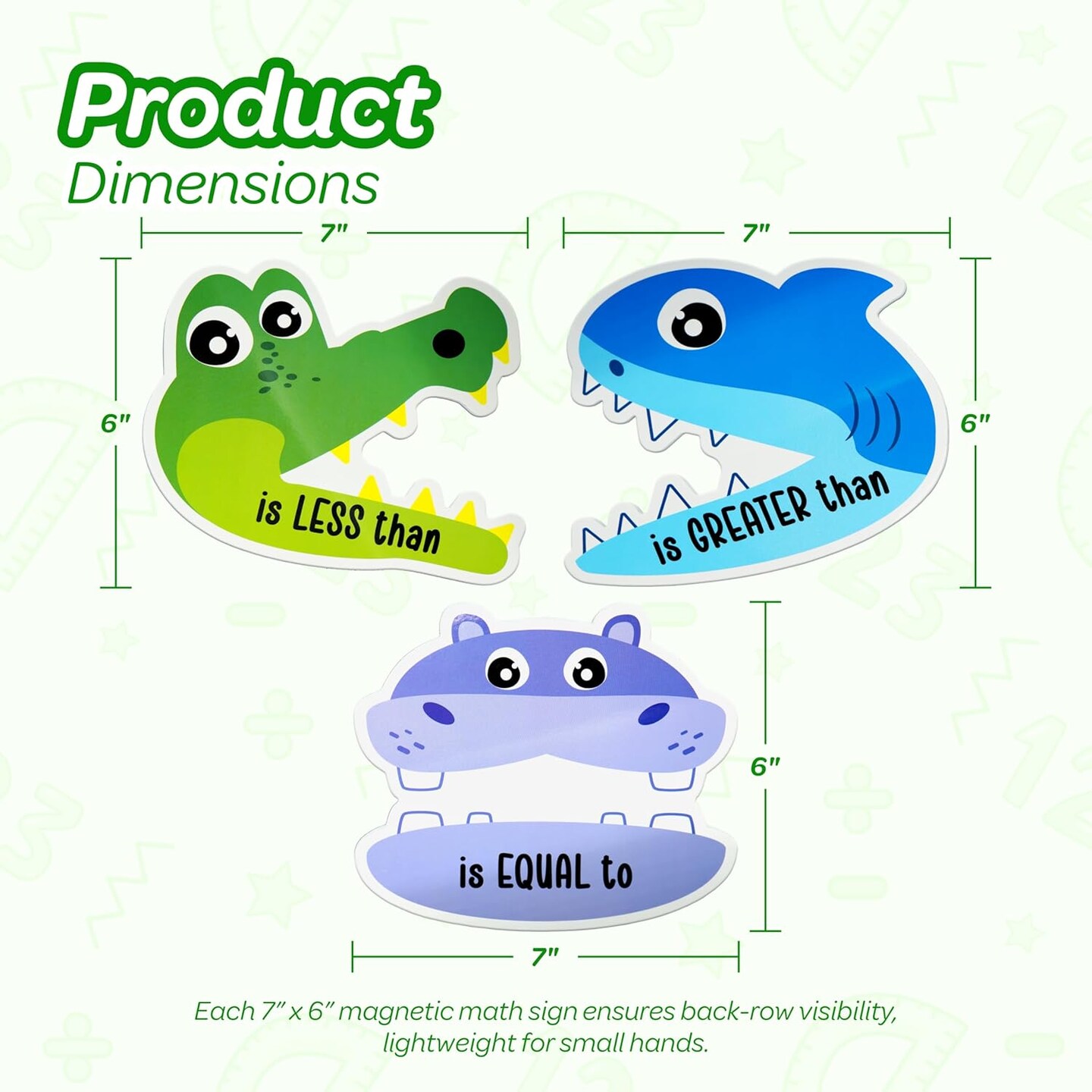 4E's Novelty 3 Magnetic Math Signs Greater Than Less Than, Equal, Mathematic Symbols Cutouts, Animal Math Magnets for Classroom, Magnetic Math Animal Signs Fun, Mathematical Sign for Kids 4-6