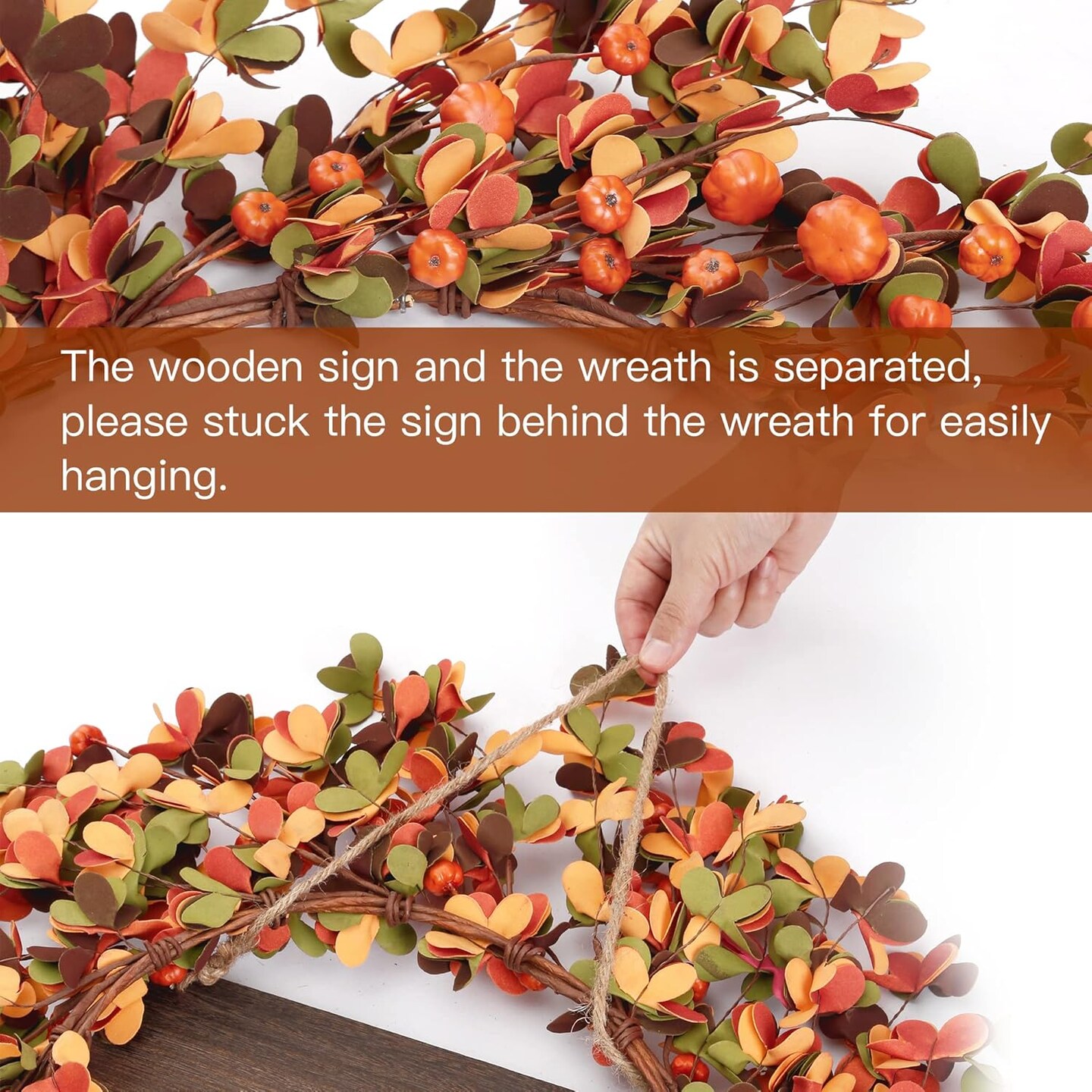 Fall Wreath 20&#x27;&#x27; Autumn Front Door (Orange)