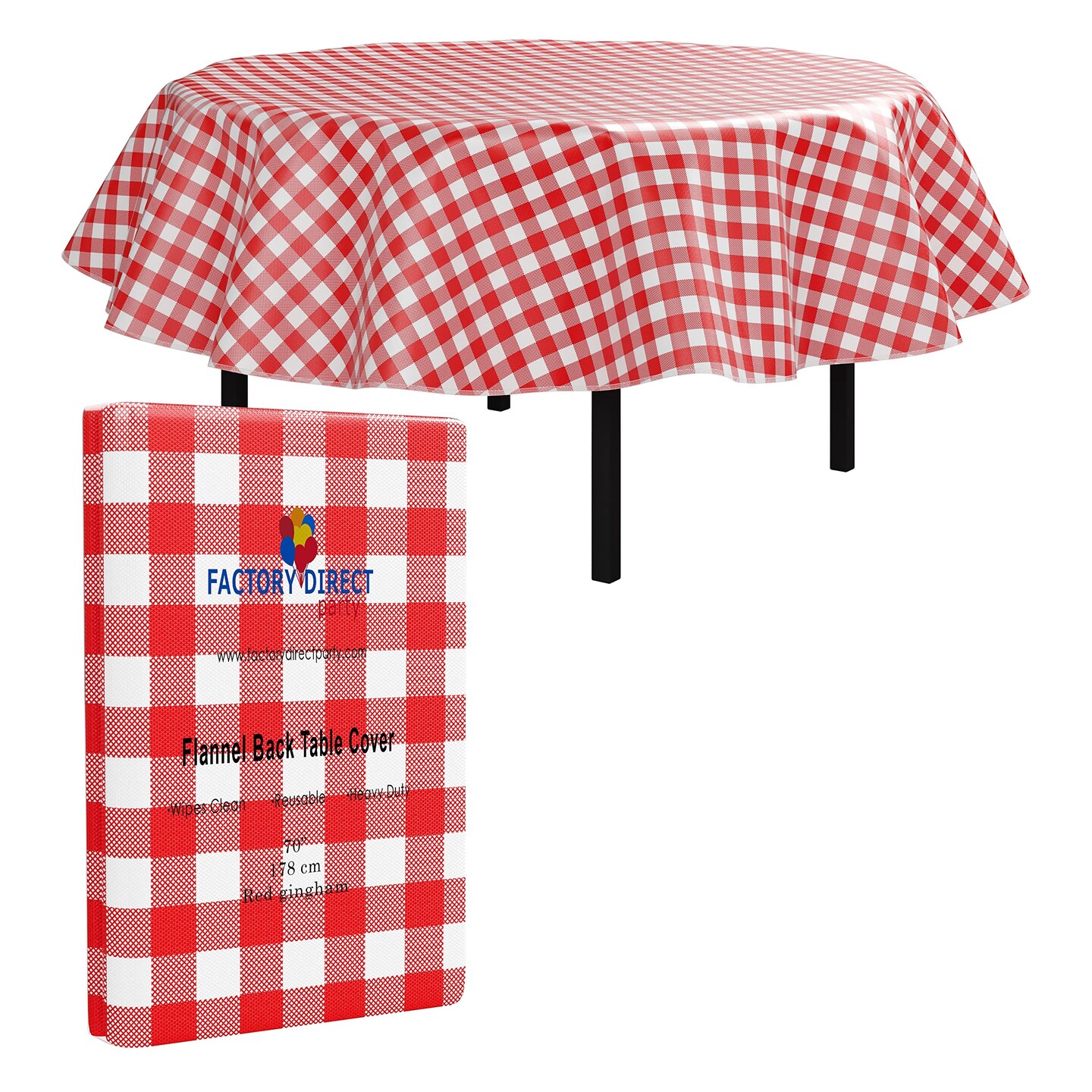 Exquisite Vinyl Tablecloth – 70" Round – Pack of 1 – Round Plastic Table Cover with Flannel Backing – Reusable & Waterproof Tablecloth for Parties and Events