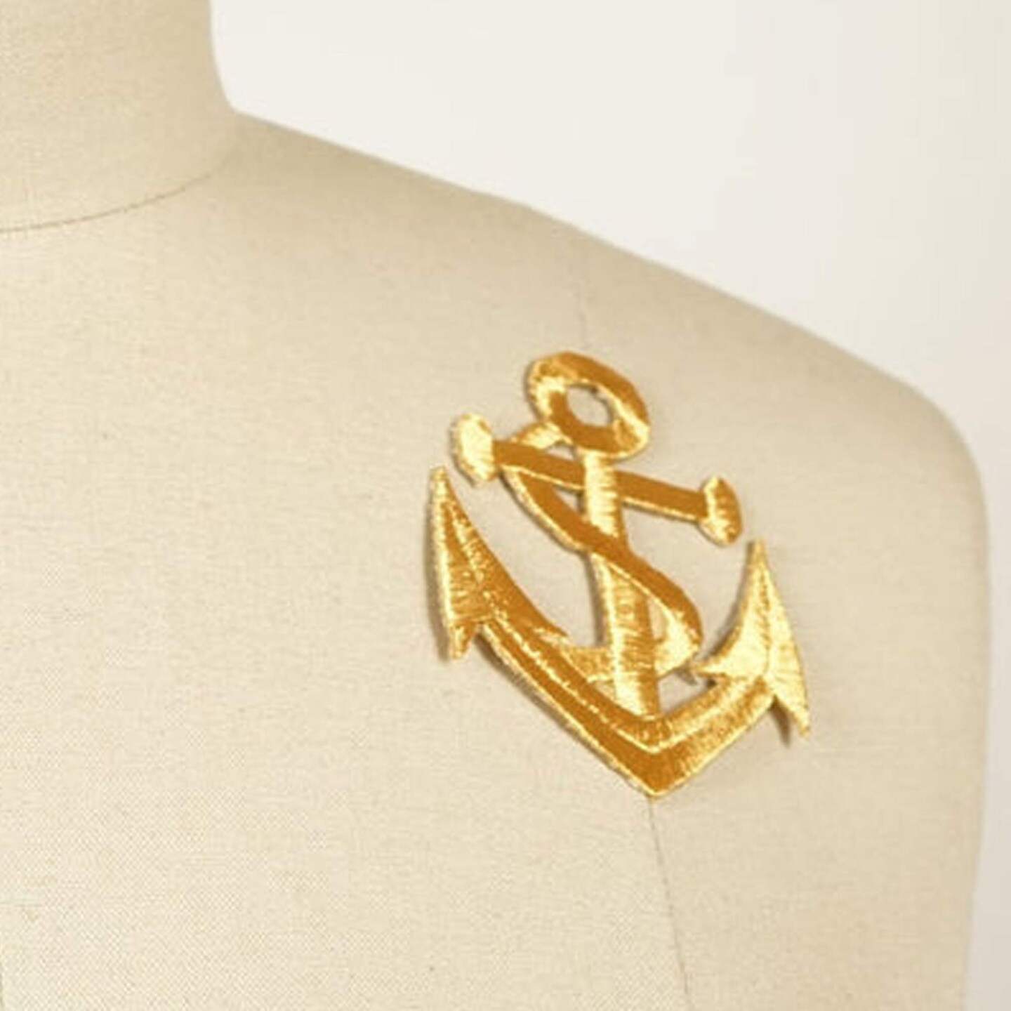 3" Gold Nautical Anchor Embroidery Patch with Iron On Backing Classic Sailor Patch