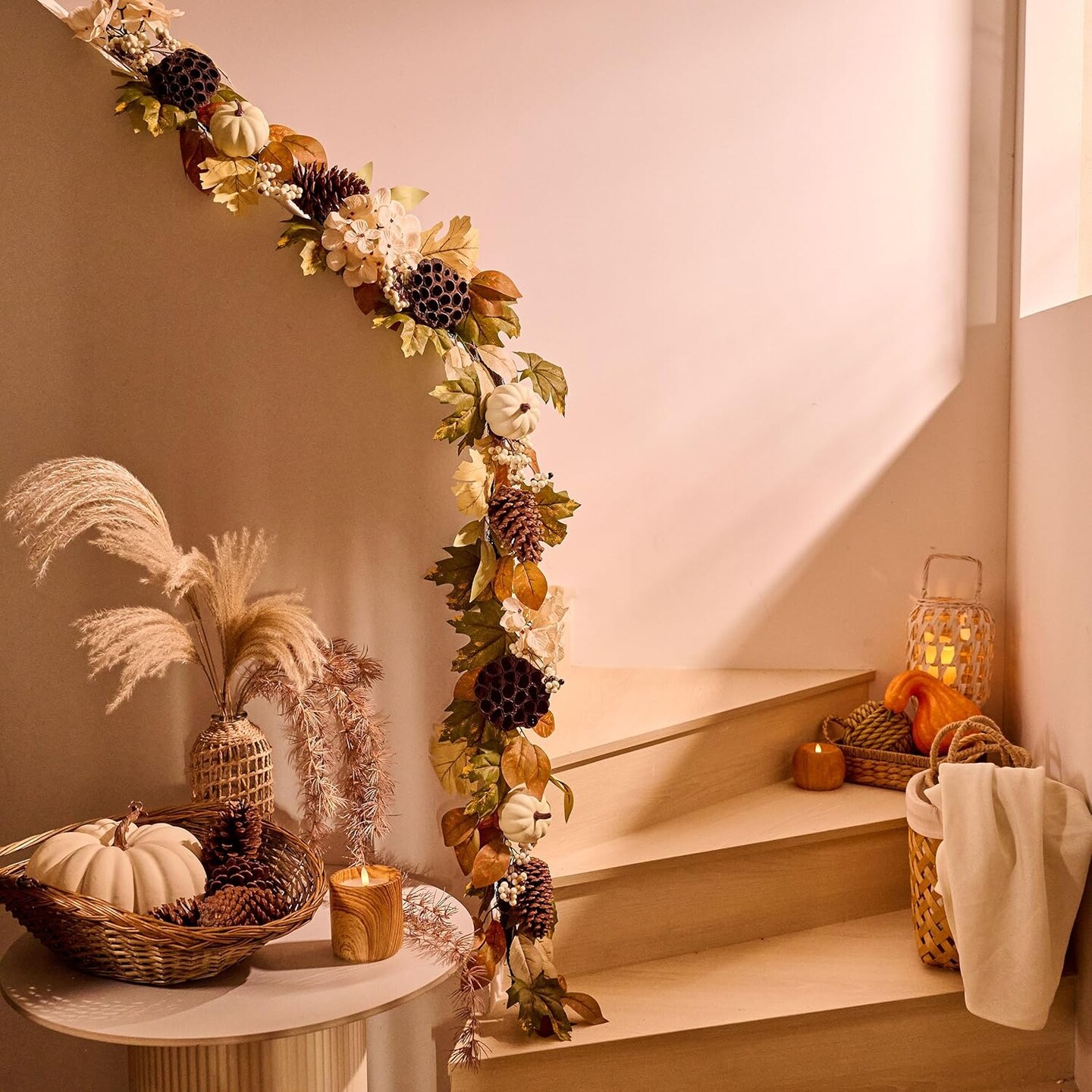 Fall Garland with Lights - 6 ft Artificial Autumn