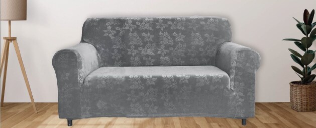 Floral Pattern Velvet Stretch Slipcover - Comes in 3 Sizes & 4 Colors!