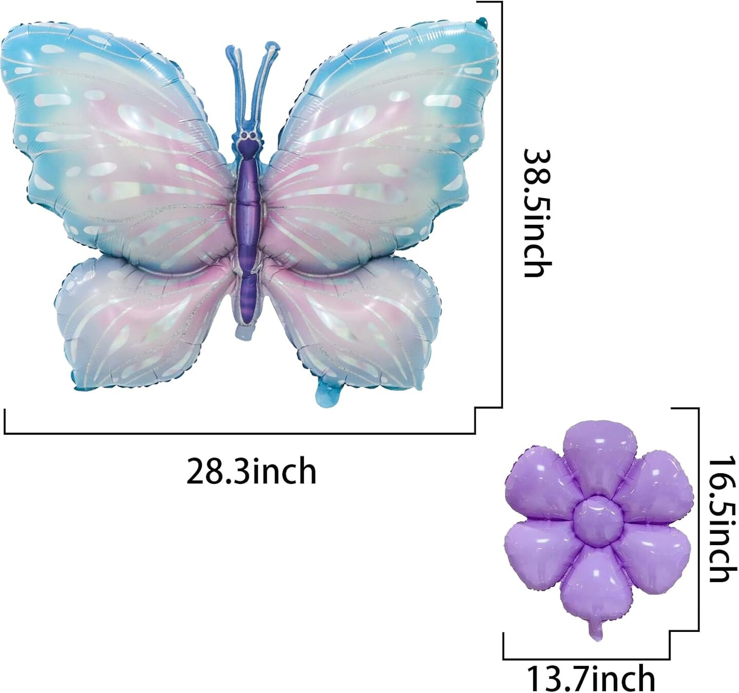 Butterfly and Flower Foil Balloons – Gradient Purple, Colorful Party Decorations for Birthday, Wedding, and Themed Events (Purple 1) 9 x 6 x 0.1 inches