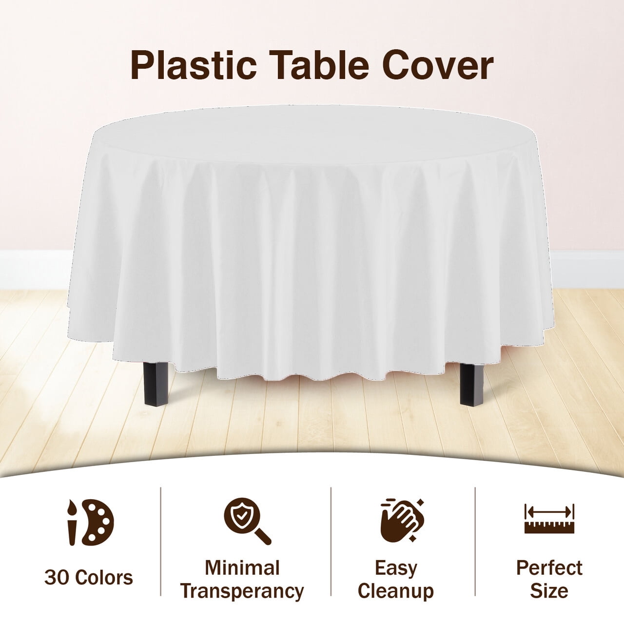 Exquisite Disposable Round Plastic Tablecloths &#x2013; 12 Pack 84&#x22; Disposable Table Cloths &#x2013; Indoor/Outdoor Party Tablecloth &#x2013; Round Plastic Table Cover for Events &#x26; Party Supplies