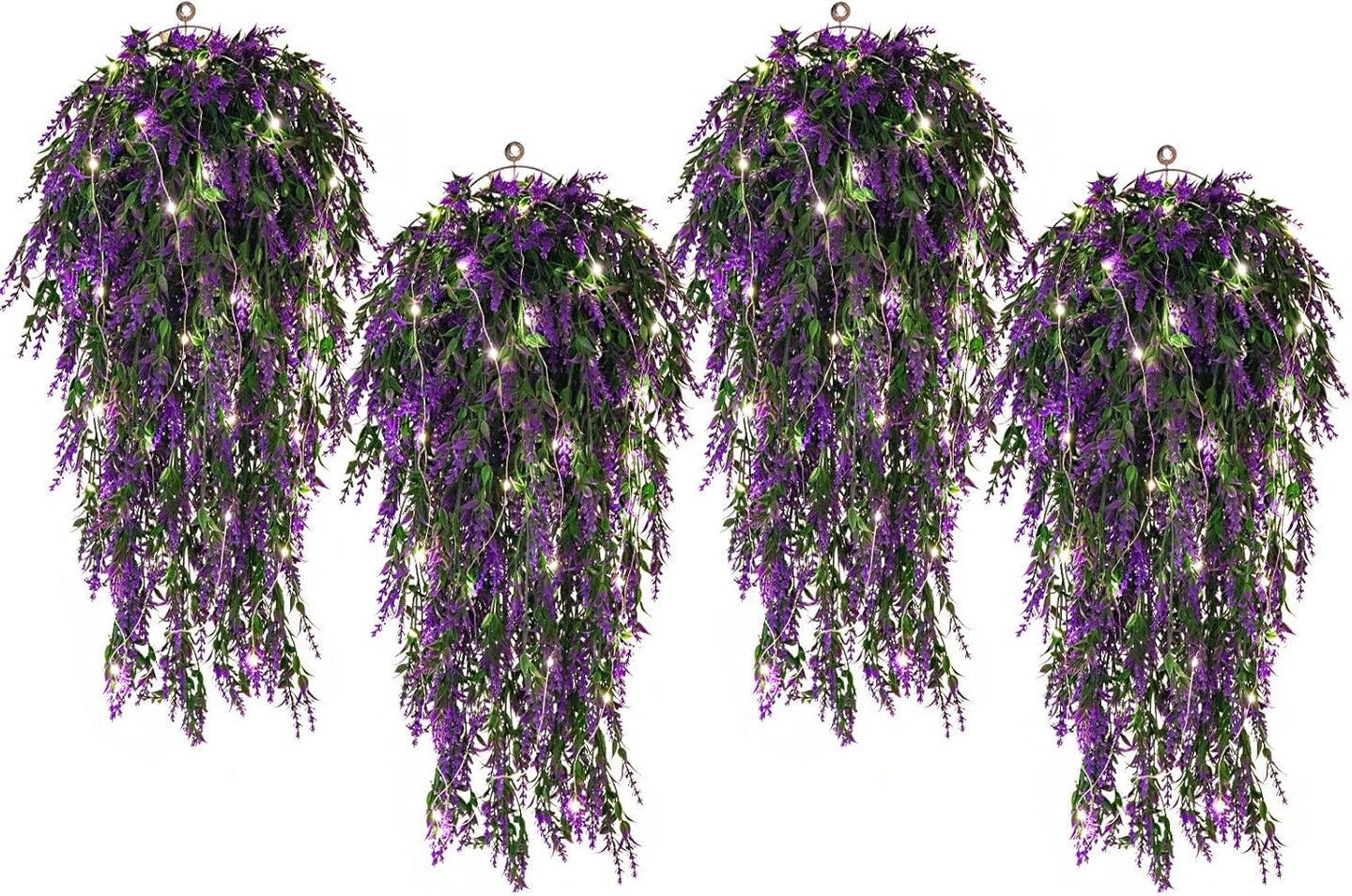 Artificial Hanging Flowers with LED Lights (Purple) 2.5"D x 8"W x 30"H
