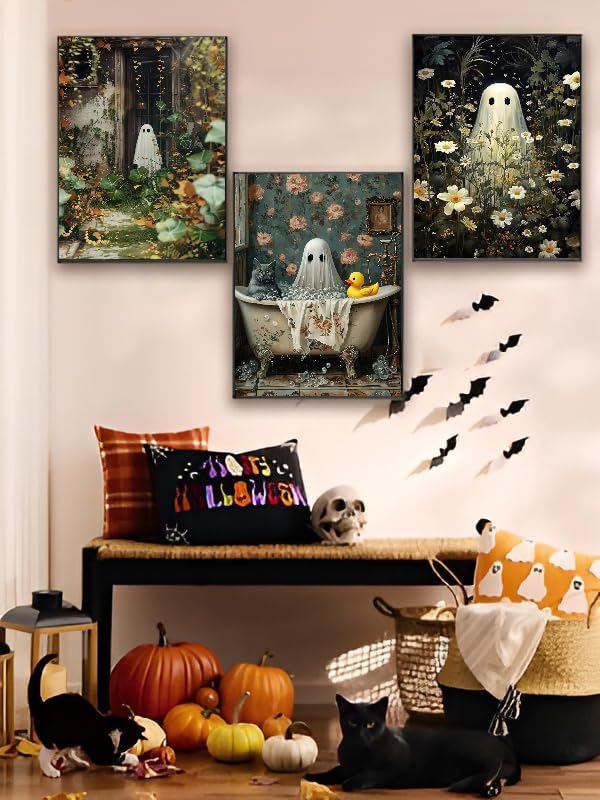 6-Pack Halloween 5D Diamond Painting Kits for Adults – Ghost Design, Beginner-Friendly Full Drill DIY Gem Art, 12×16 Inch Wall Decor 16 x 12 x 0.12 inches