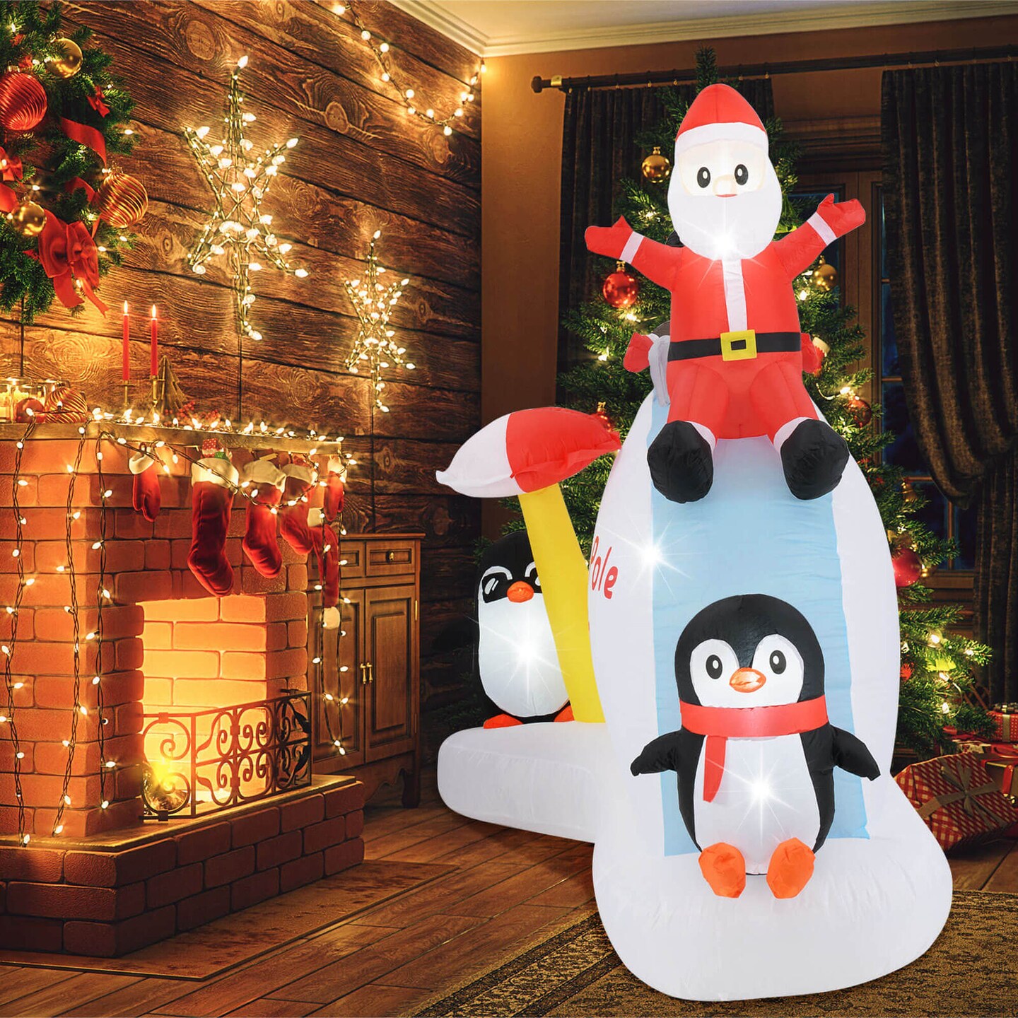 Costway 6 Ft Christmas Inflatable with LED lights Indoor/Outdoor Lighted Xmas Inflatable