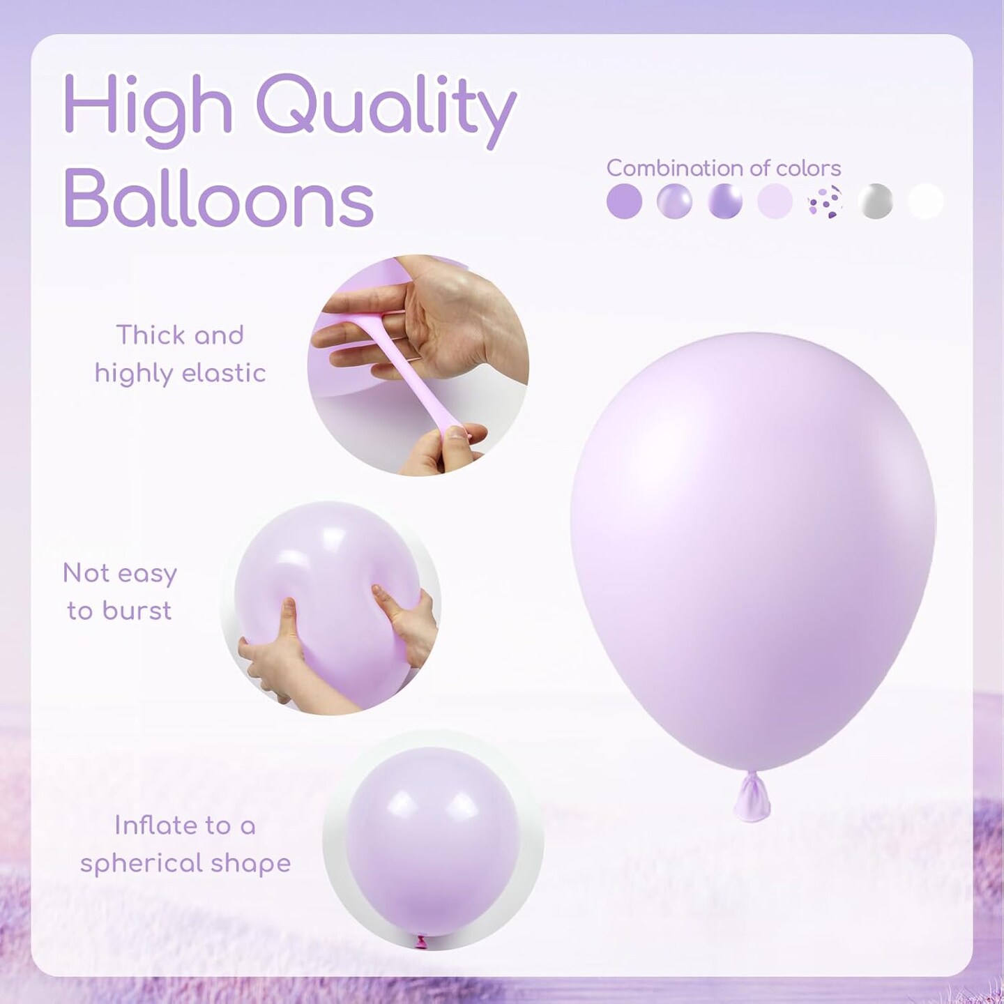 60pcs Purple and Silver Balloons 12inch with Pearl Purple White-Pastel Purple Sliver