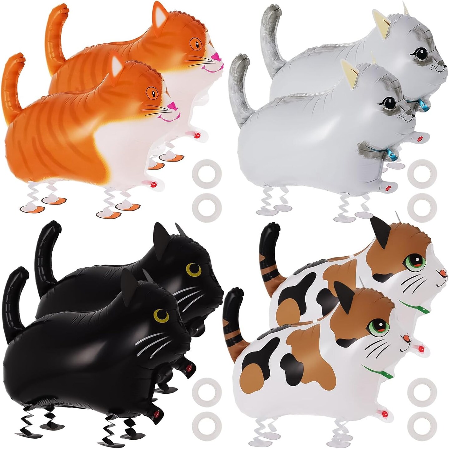 8 Pcs Walking Cat Foil Balloons – Animal Shaped Mylar Balloons for Kids’ Birthday Parties, Farm or Cat Theme Decorations (Cat-8 Pcs)