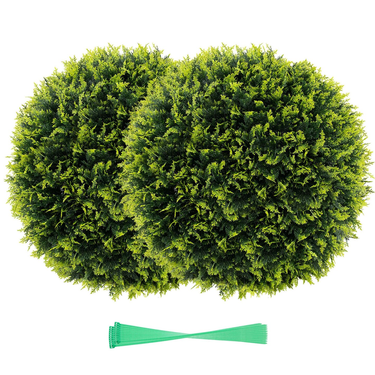 Costway 2 PCS 18"/20" Artificial Cedar Topiary Balls Sun-protective Round Greenery Bushes