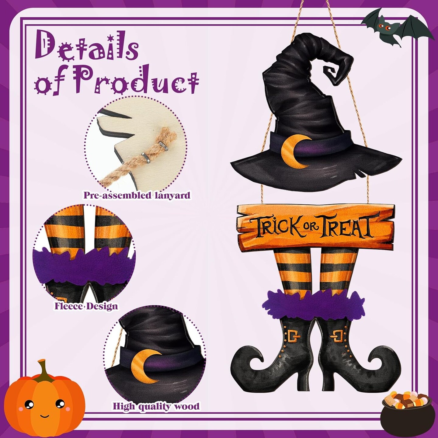 Halloween Door Sign Witch Wreath Decorations