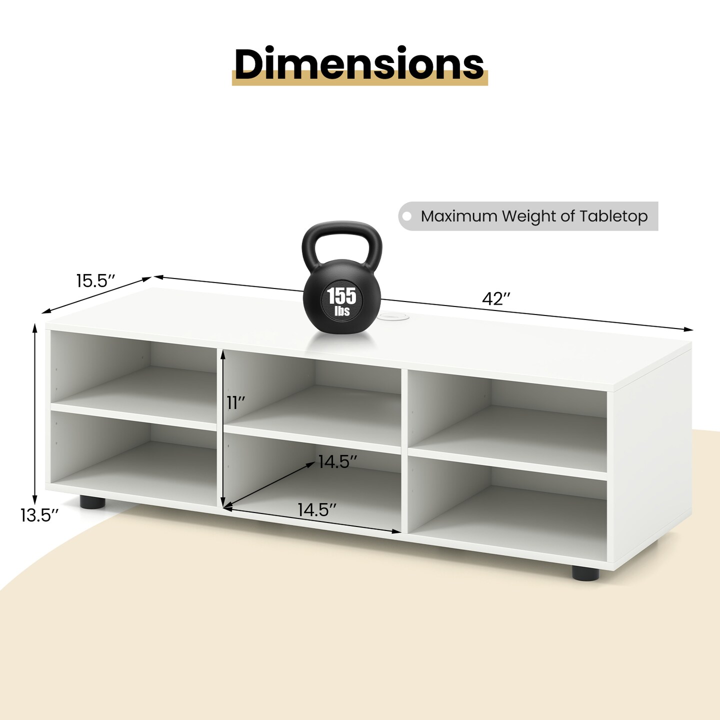 Costway TV Stand TV Console Cabinet 6-Cubby Media Console Entertainment Center with Adjustable Shelves