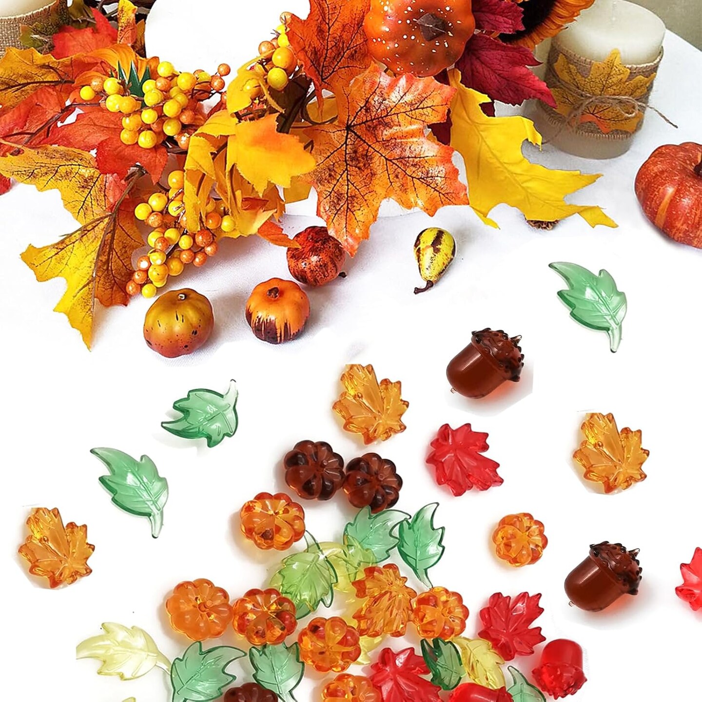125 Pieces Fall Acrylic Pumpkin for Table Scatter