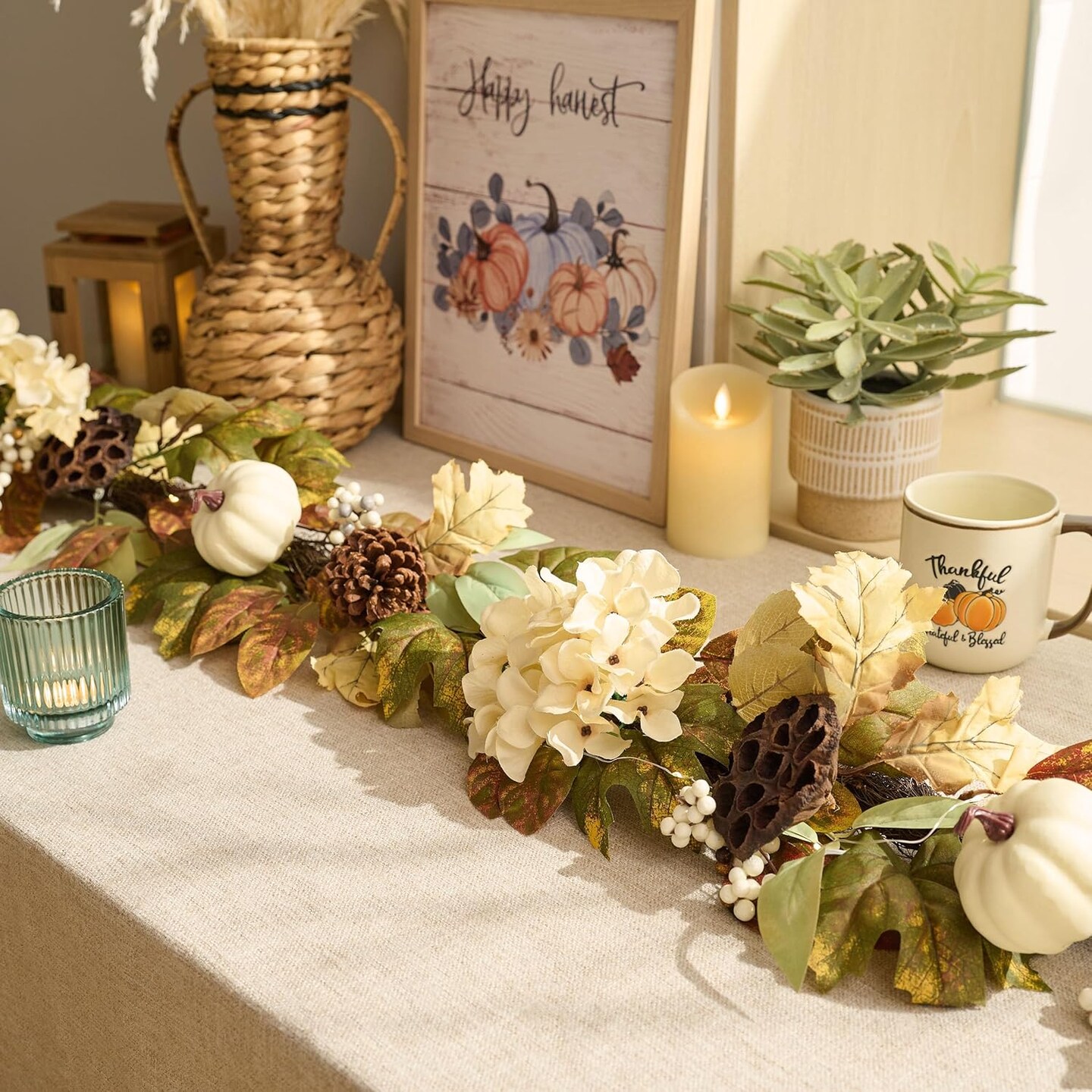 Fall Garland with Lights - 6 ft Artificial Autumn