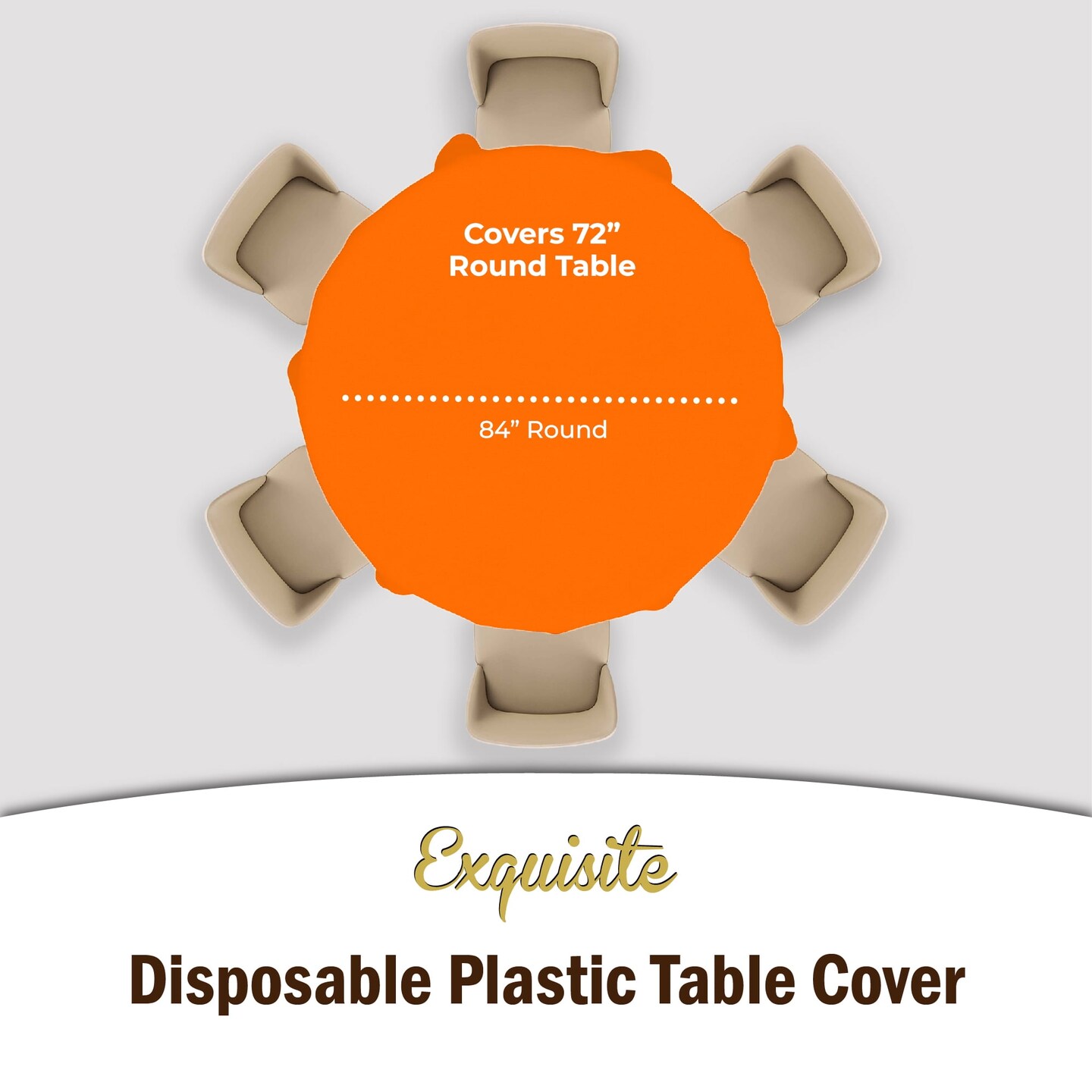 Exquisite Disposable Round Plastic Tablecloths – 6 Pack 84" Disposable Table Cloths – Indoor/Outdoor Party Tablecloth – Round Plastic Table Cover for Events & Party Supplies