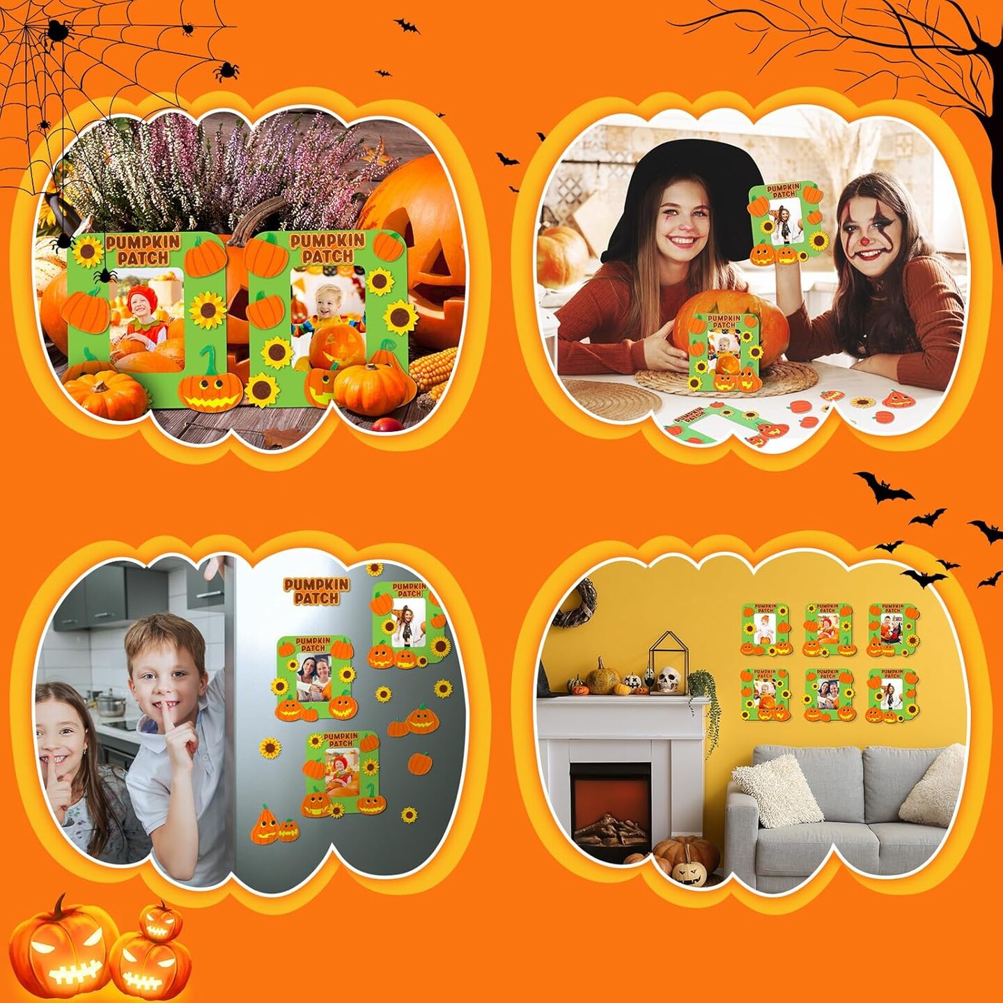 24 Sets Pumpkin Magnet Picture Frames Crafts for Kids Felt Pumpkin