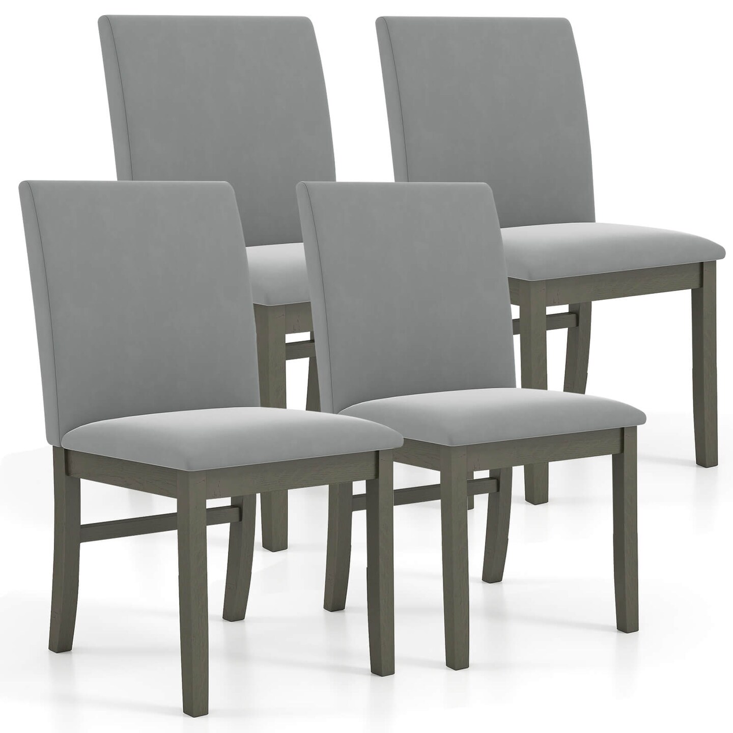 Costway Upholstered Dining Chairs Set of 2/4 with Rubber Wood Legs Padded Seat & High Back