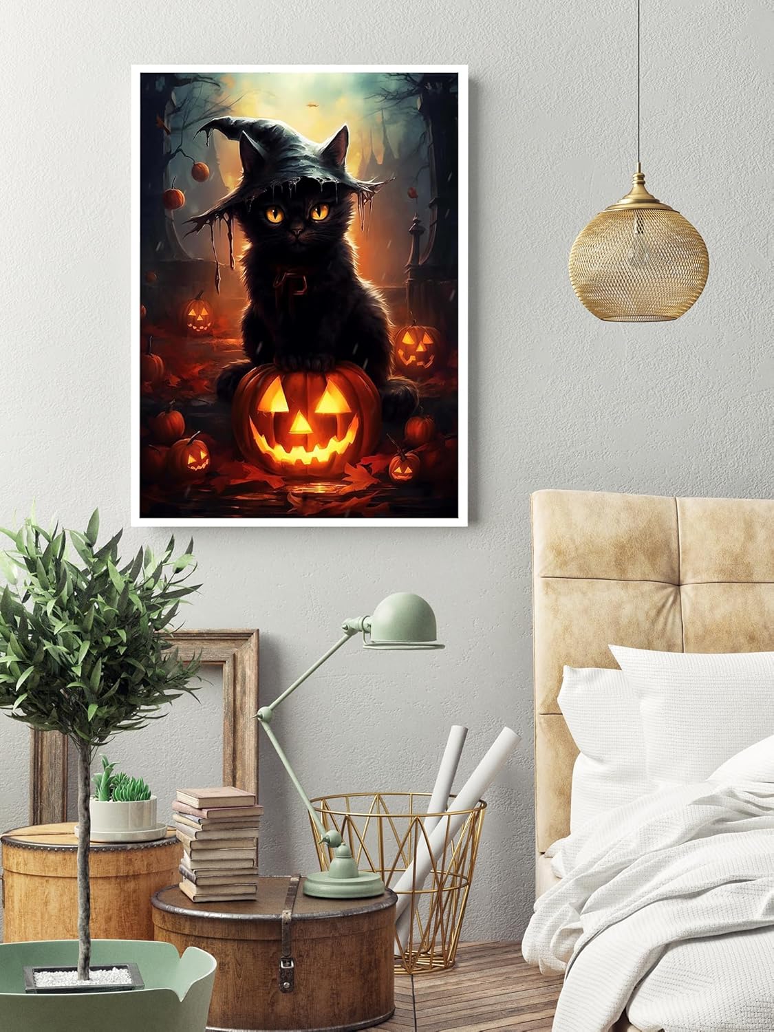 Halloween Cat Diamond Painting Kits for Adults,12 x 16 Inch