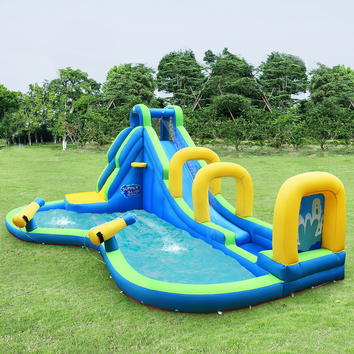 Costway Inflatable Water Slide Kids Bounce House Castle Splash Water Pool