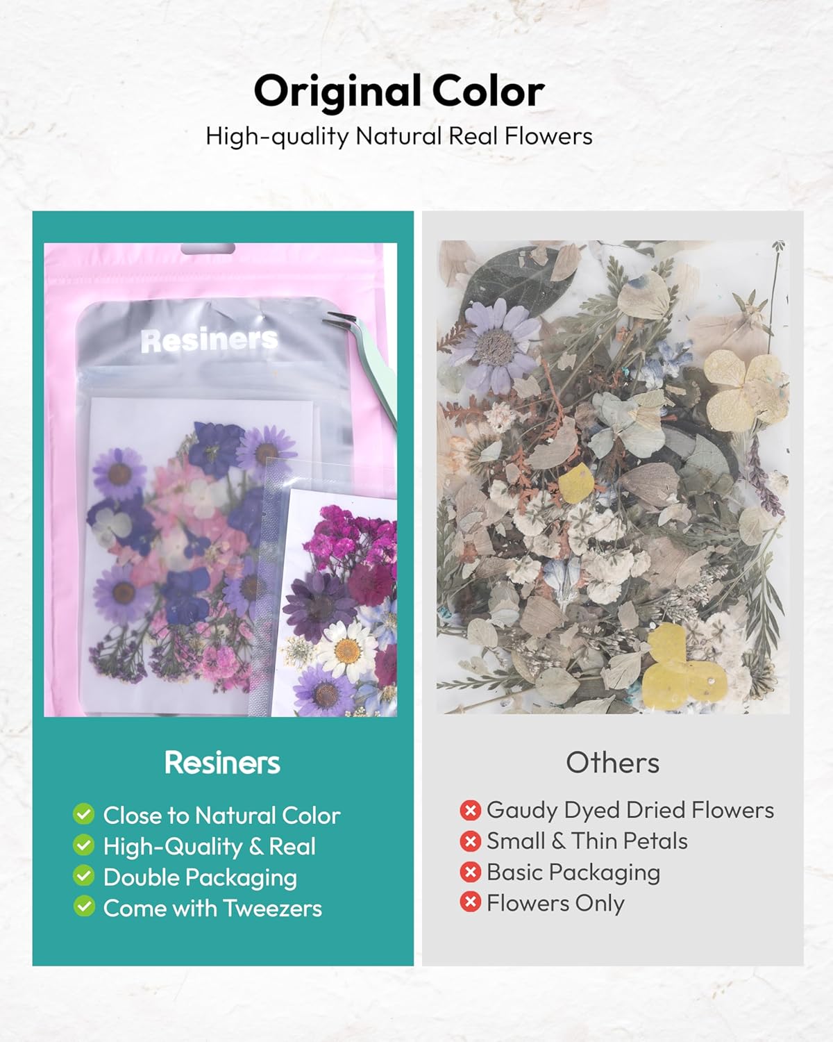 58Pcs Pressed Flowers for Craft Purple Real Natural Dried Flowers