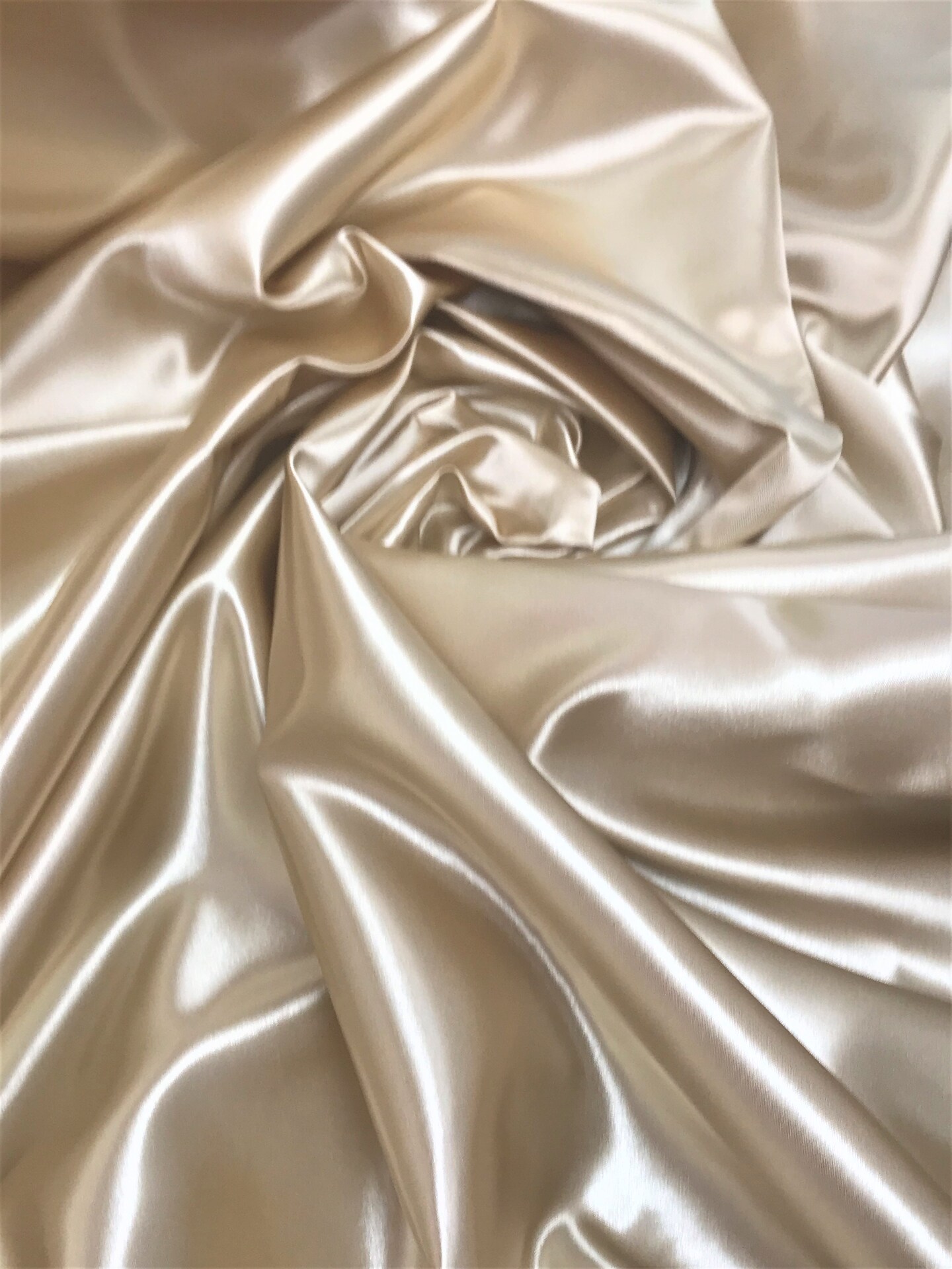 1 Yard Champagne Bridal Satin Fabric 58/60 Inch Wide Smooth Shiny Polyester for Wedding Dresses & Creative Projects