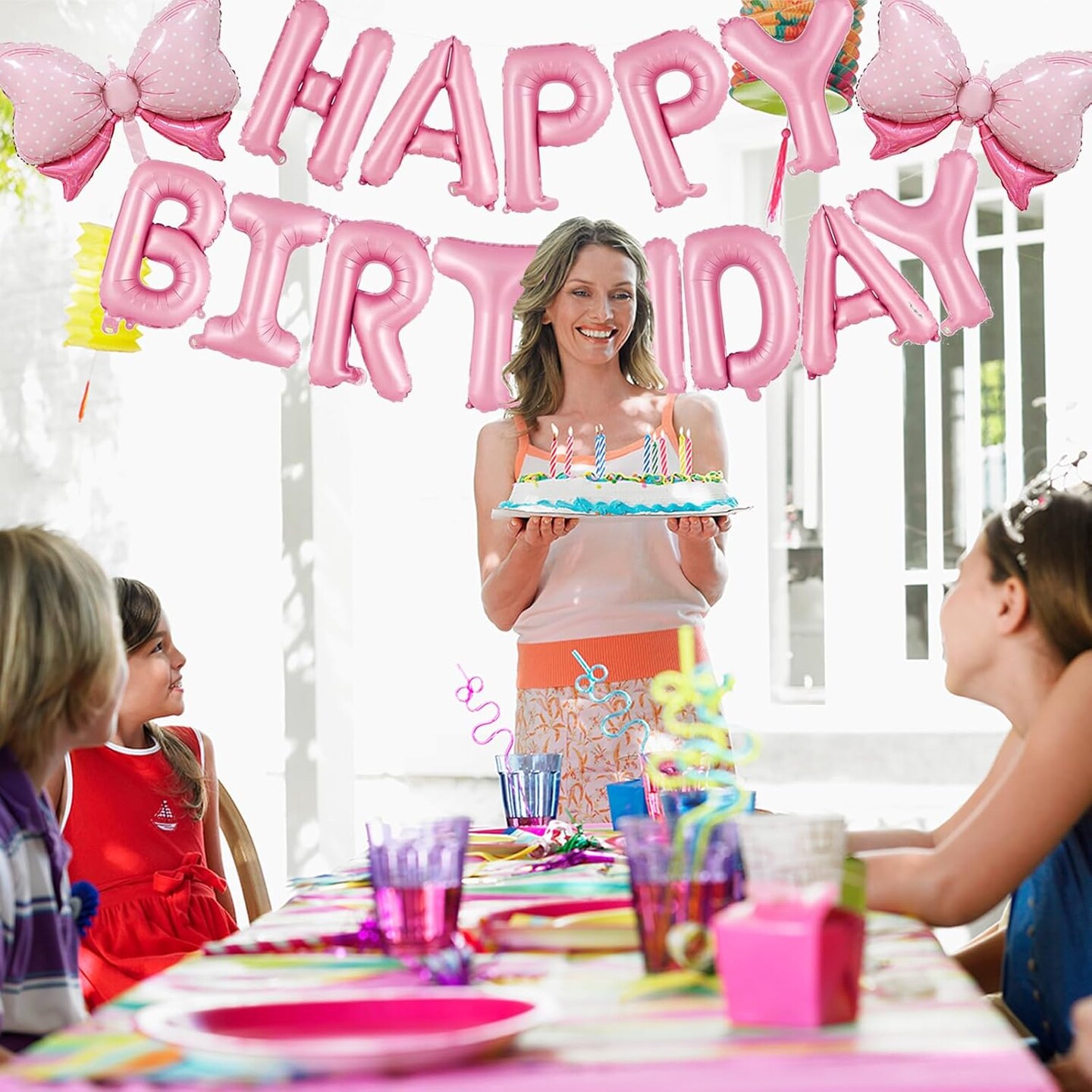 16 Inch Pink Happy Birthday Balloons Letters Banner - Pink