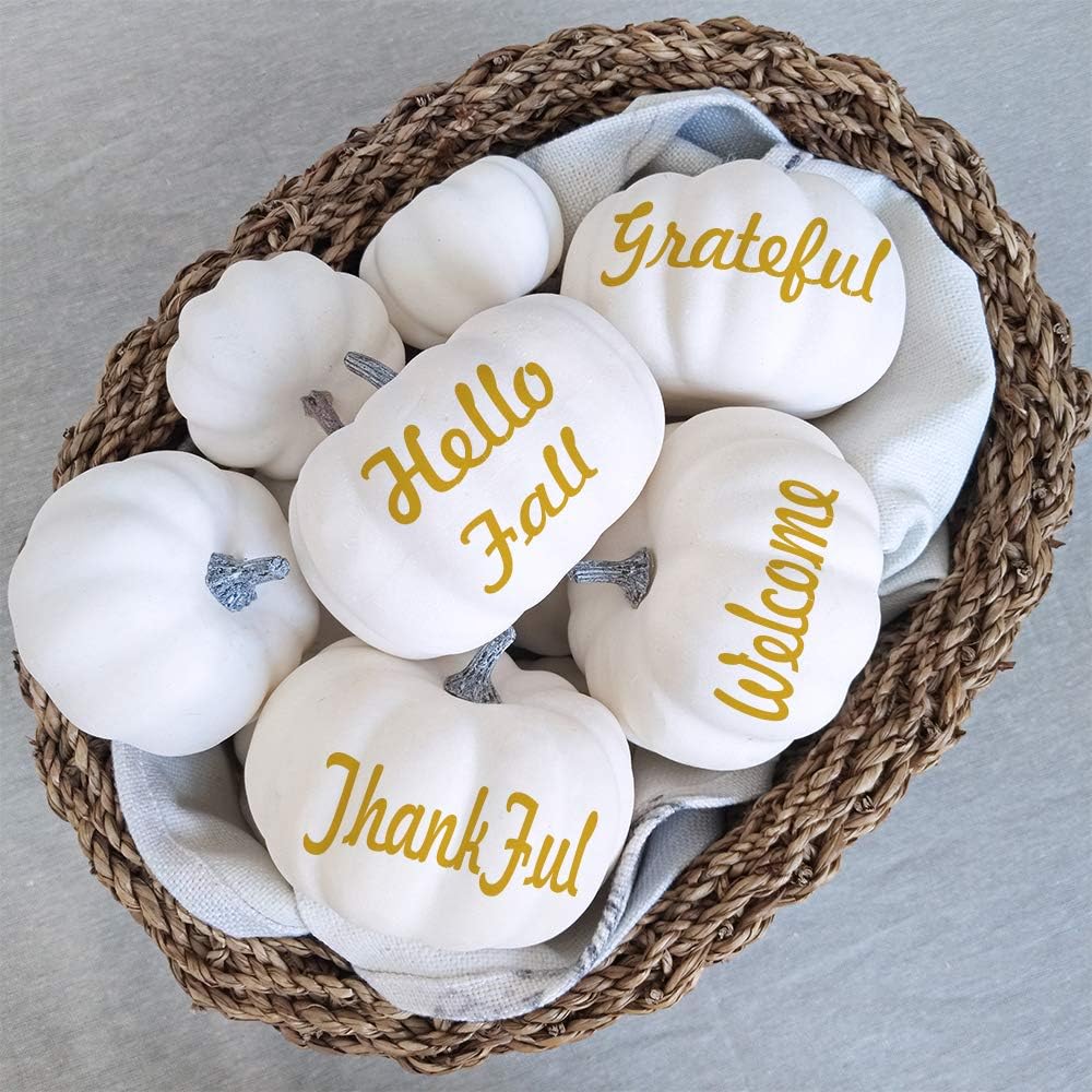 12 PCS Assorted Sizes White Artificial Pumpkins