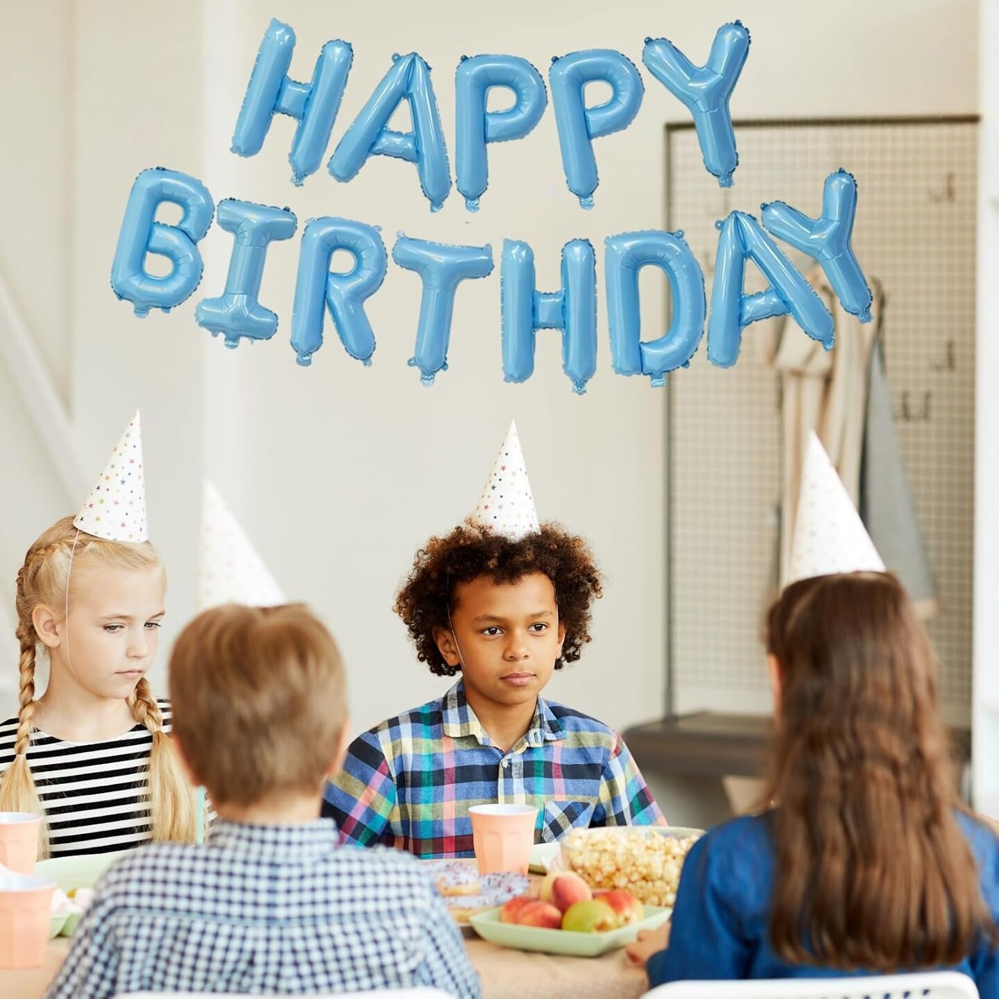 Light Blue Happy Birthday Balloon Banner – 16-Inch Foil Letters, Reusable Birthday Decoration for Boys, Girls, Kids, Women, and Men (Light Blue)