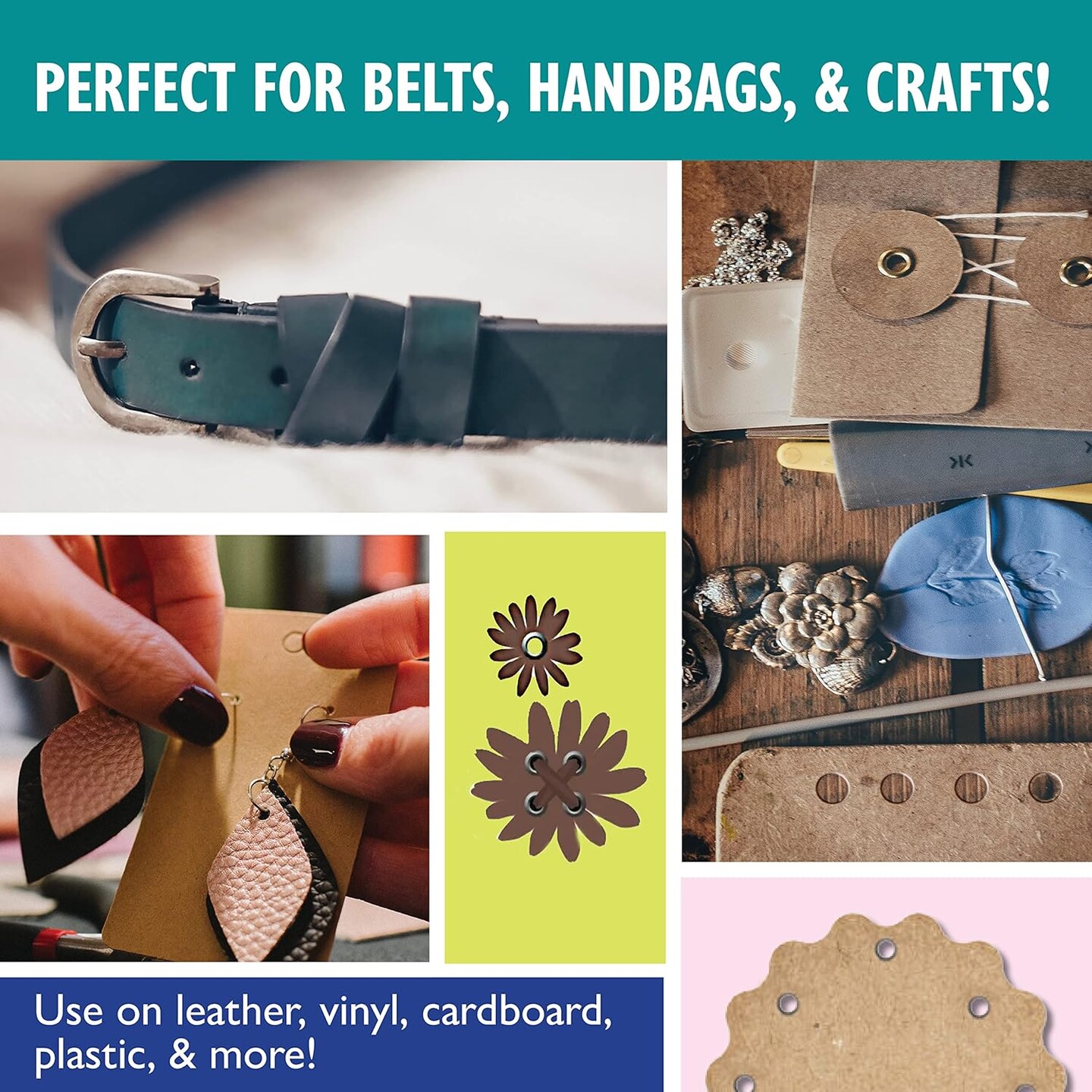 The Beadsmith Rotating Ergonomic Leather Hole Punch, Six Hole-Size Options, Leather Crafts and Jewelry-Making Supplies