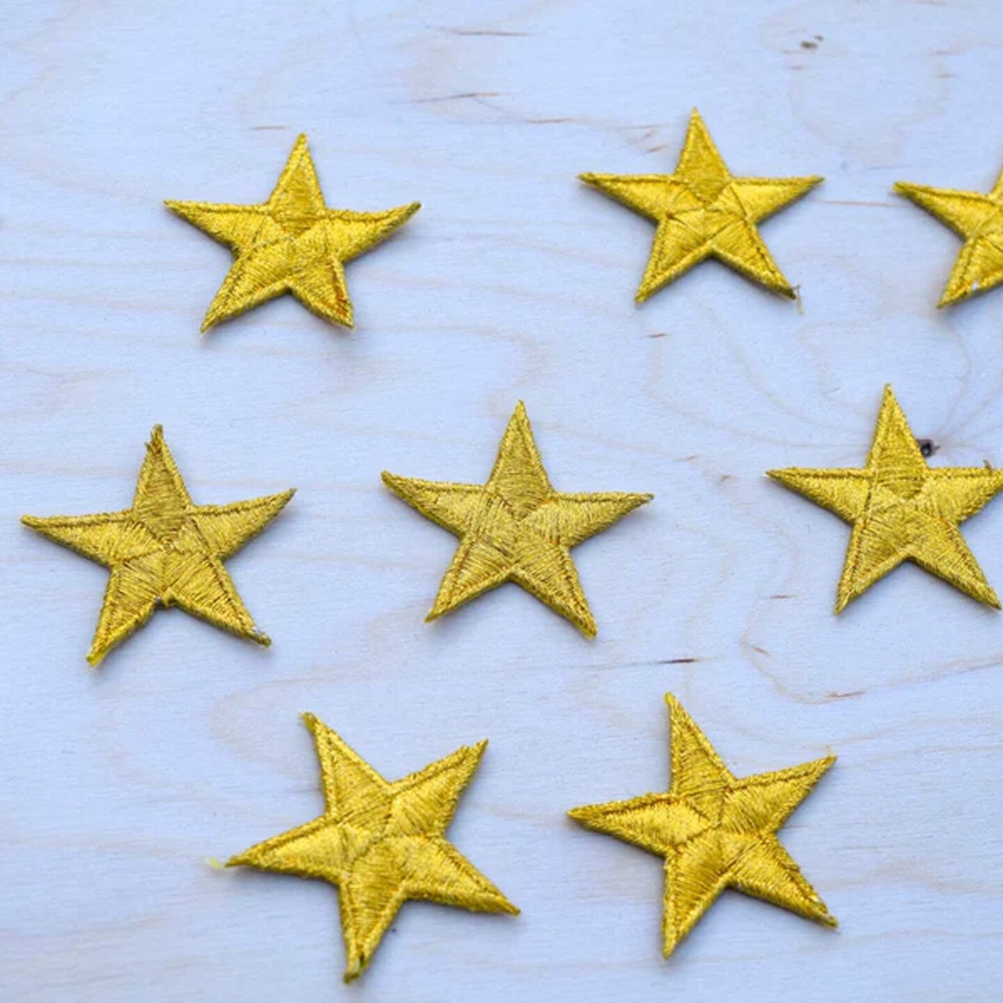 5 Pieces Large Gold Star Embroidery Patches Metallic Thread Iron On 1.75" Sparkle Set