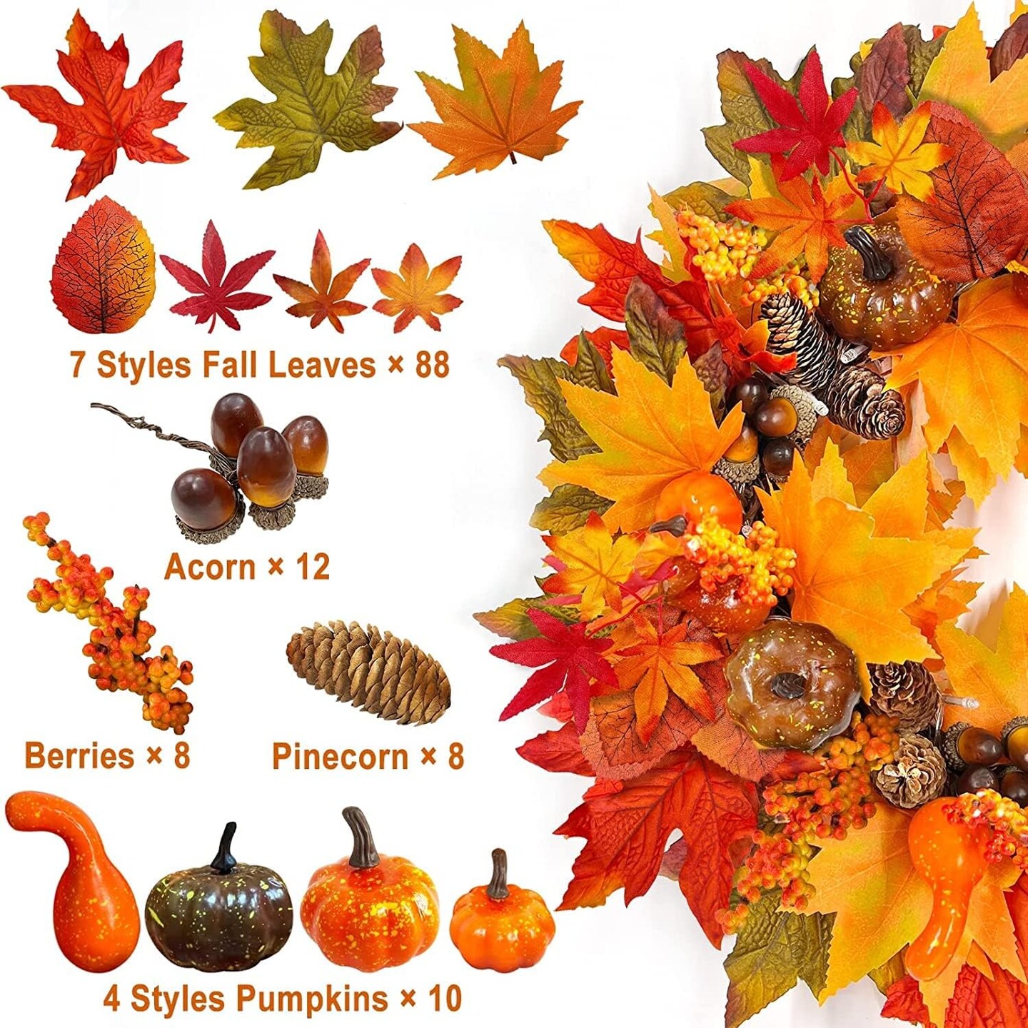 20 Inch Fall Wreath Decor