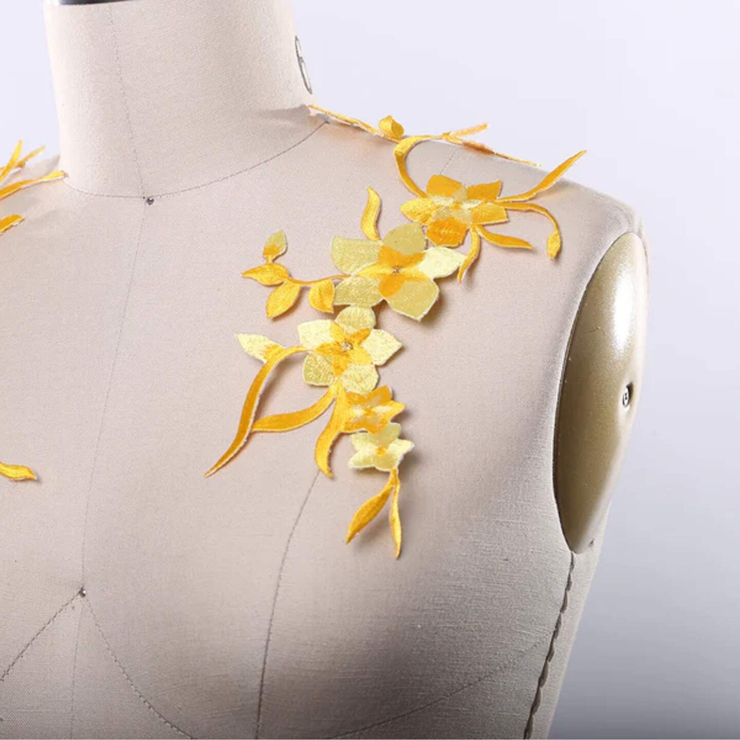 2 Yellow Hawaiian Flower Patches Iron On Applique for Jackets Bralette Shorts Clothing