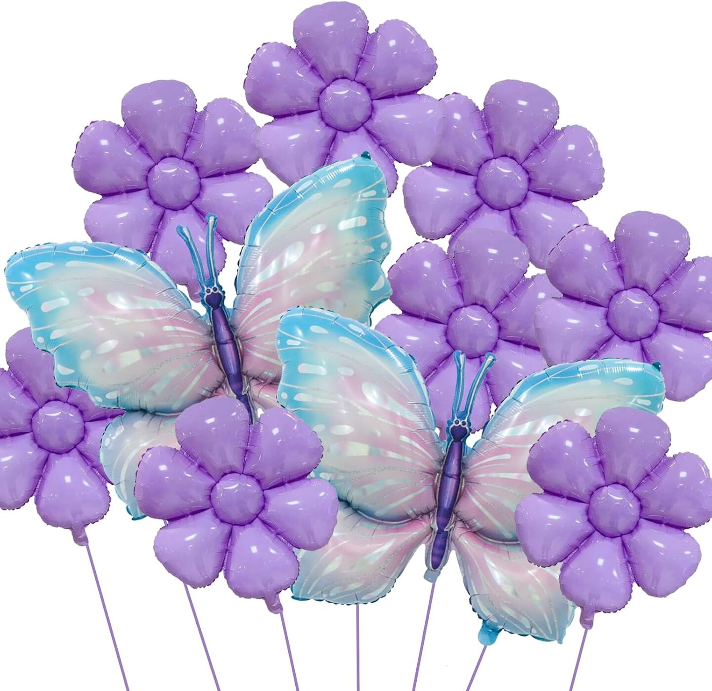 Butterfly and Flower Foil Balloons – Gradient Purple, Colorful Party Decorations for Birthday, Wedding, and Themed Events (Purple 1) 9 x 6 x 0.1 inches