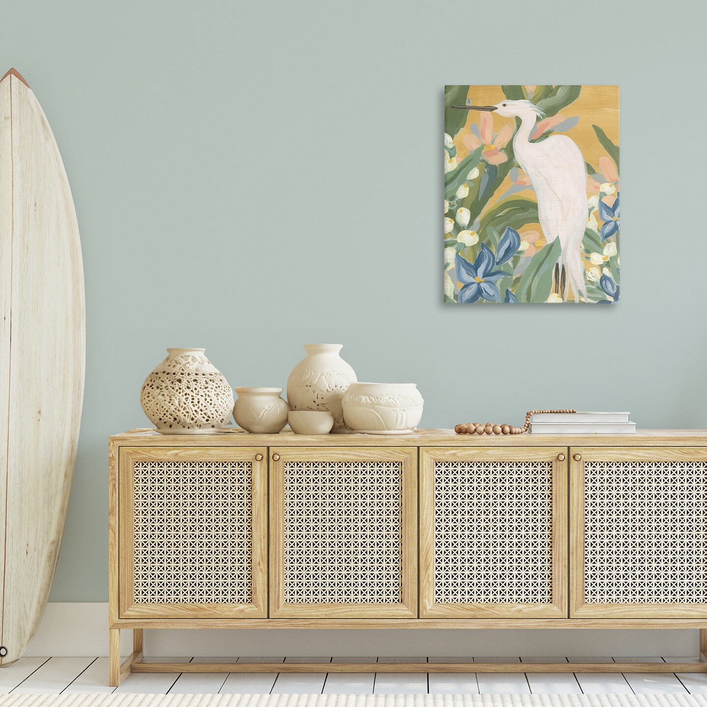 Stupell Industries Tropical Egret Painting Canvas Design By June Erica Vess