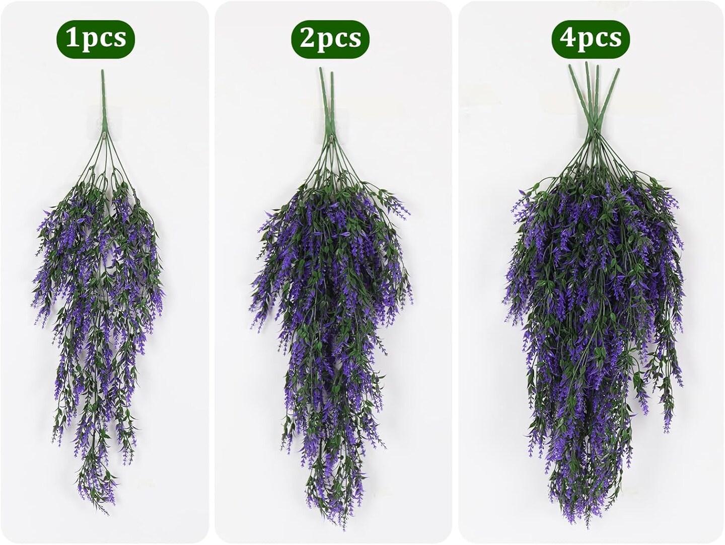 Artificial Hanging Flowers with LED Lights (Purple) 2.5"D x 8"W x 30"H