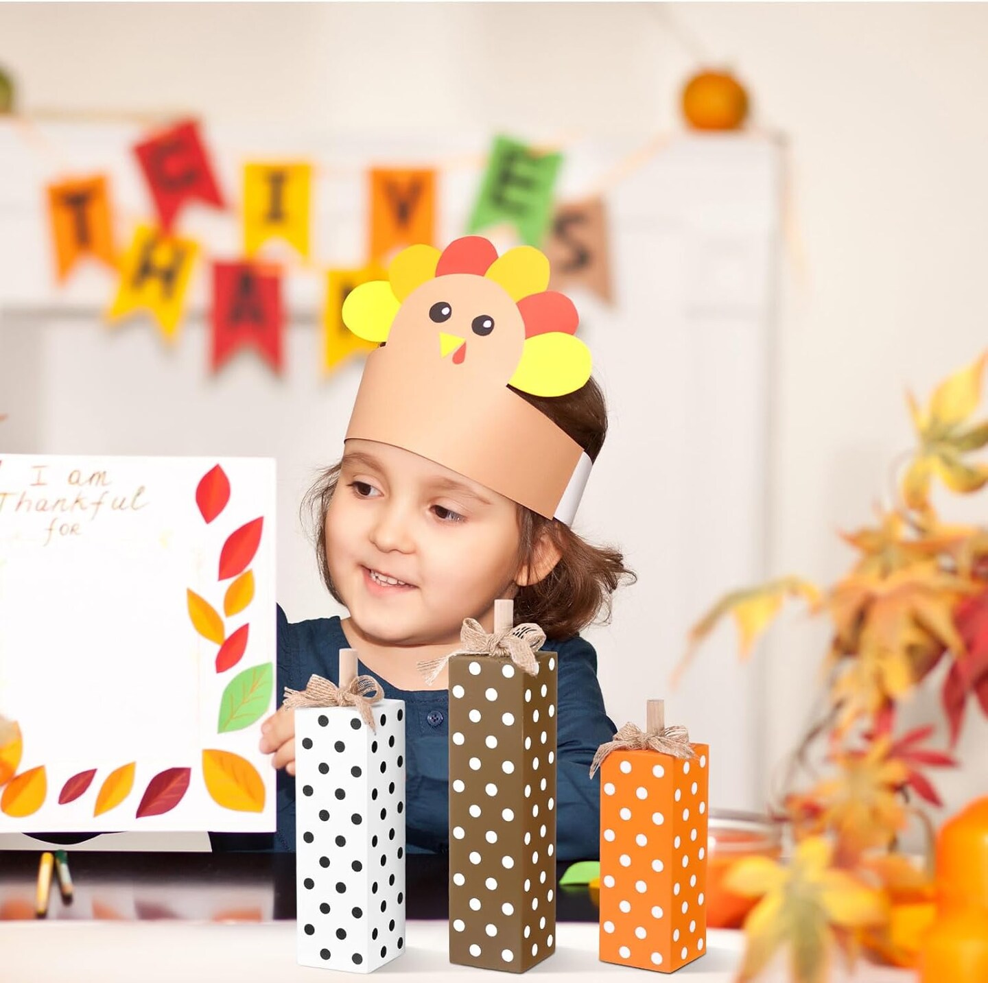 3 Pcs Fall Decorations for Home Fall Table Block Signs