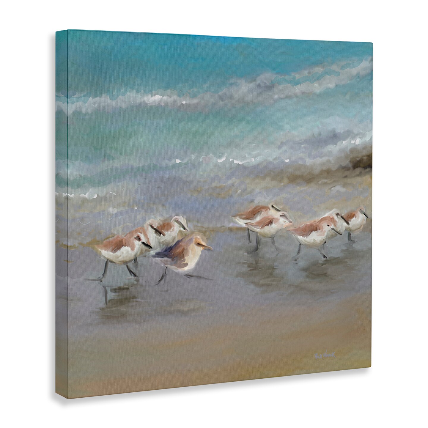 Stupell Industries Coastal Sandpipers Beach Waves Shore Canvas Design By Rick Novak