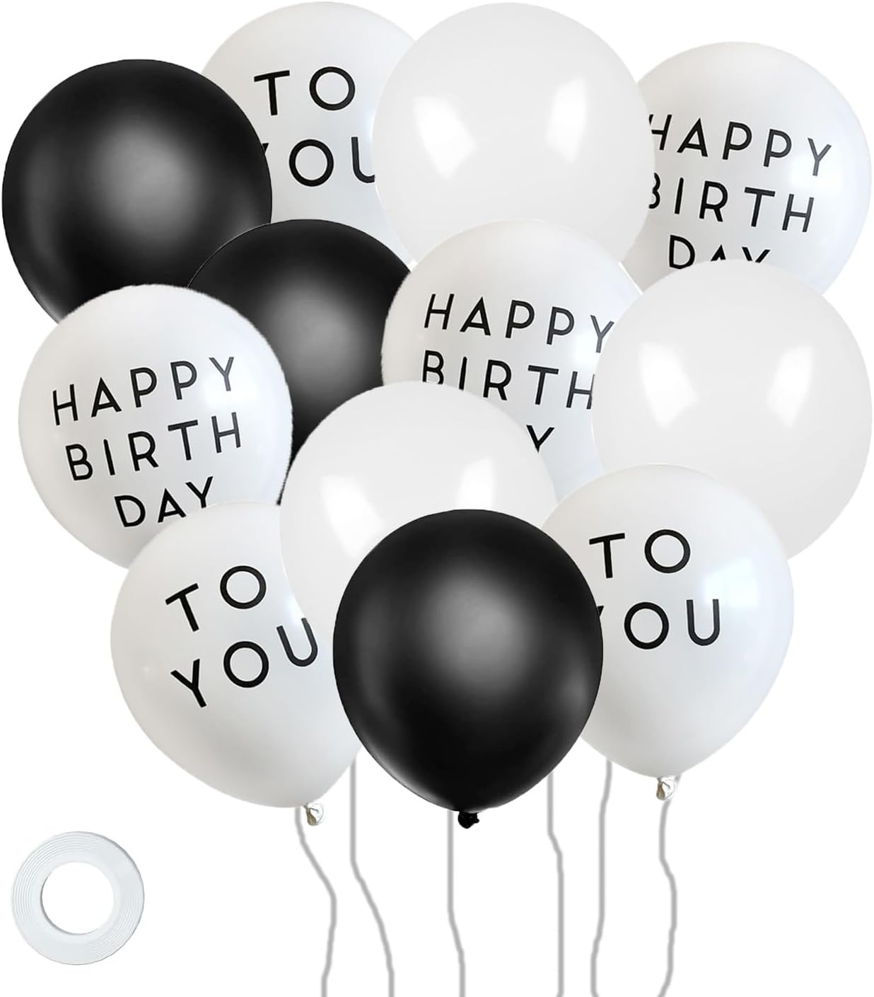 80PCS “Happy Birthday to You” Black & White Latex Balloons – 12-Inch Party Balloons for Kids’ Birthday and Celebration Decorations
