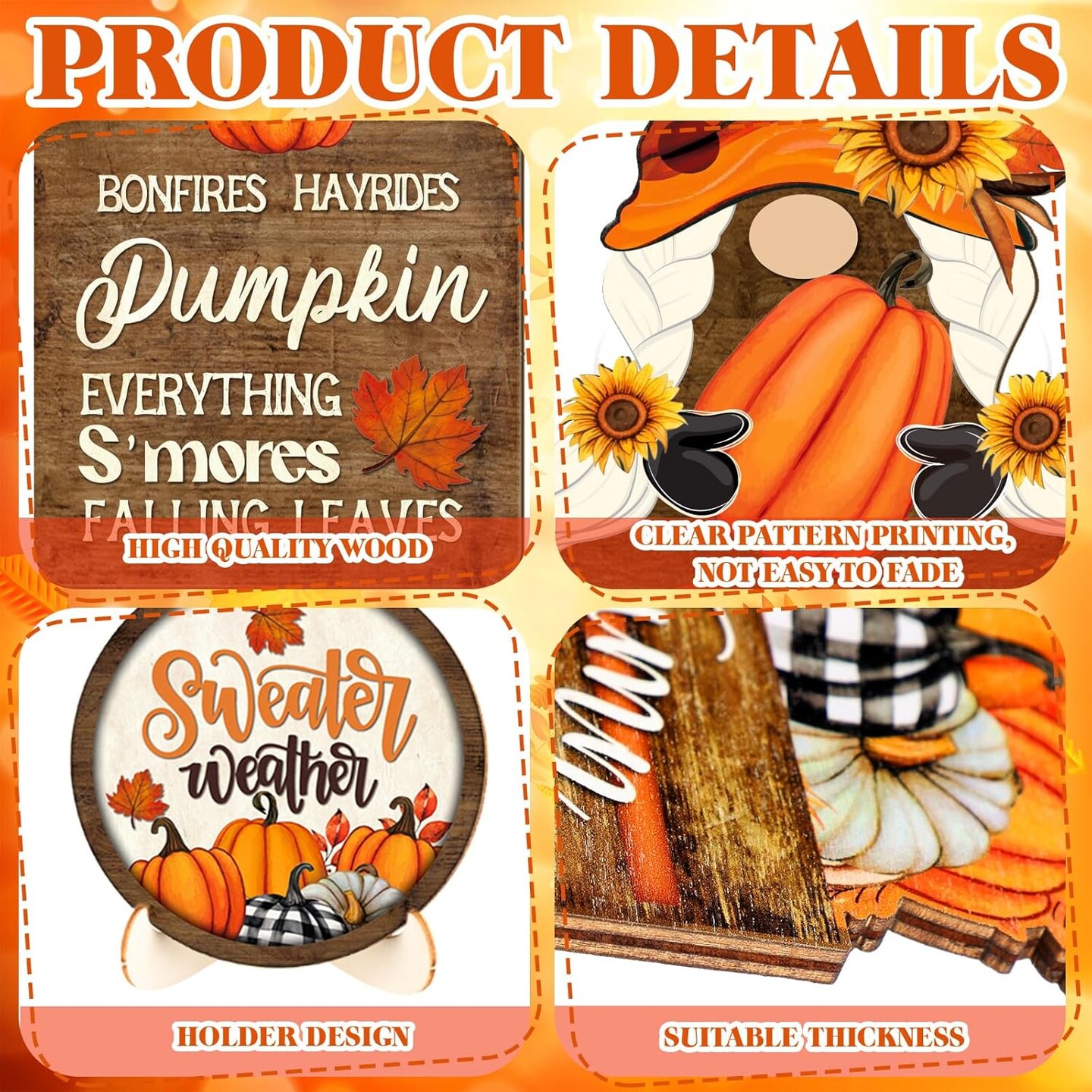 21 Pcs Fall Thanksgiving Tiered Tray Decor Set Pumpkin Gnome(Vintage)