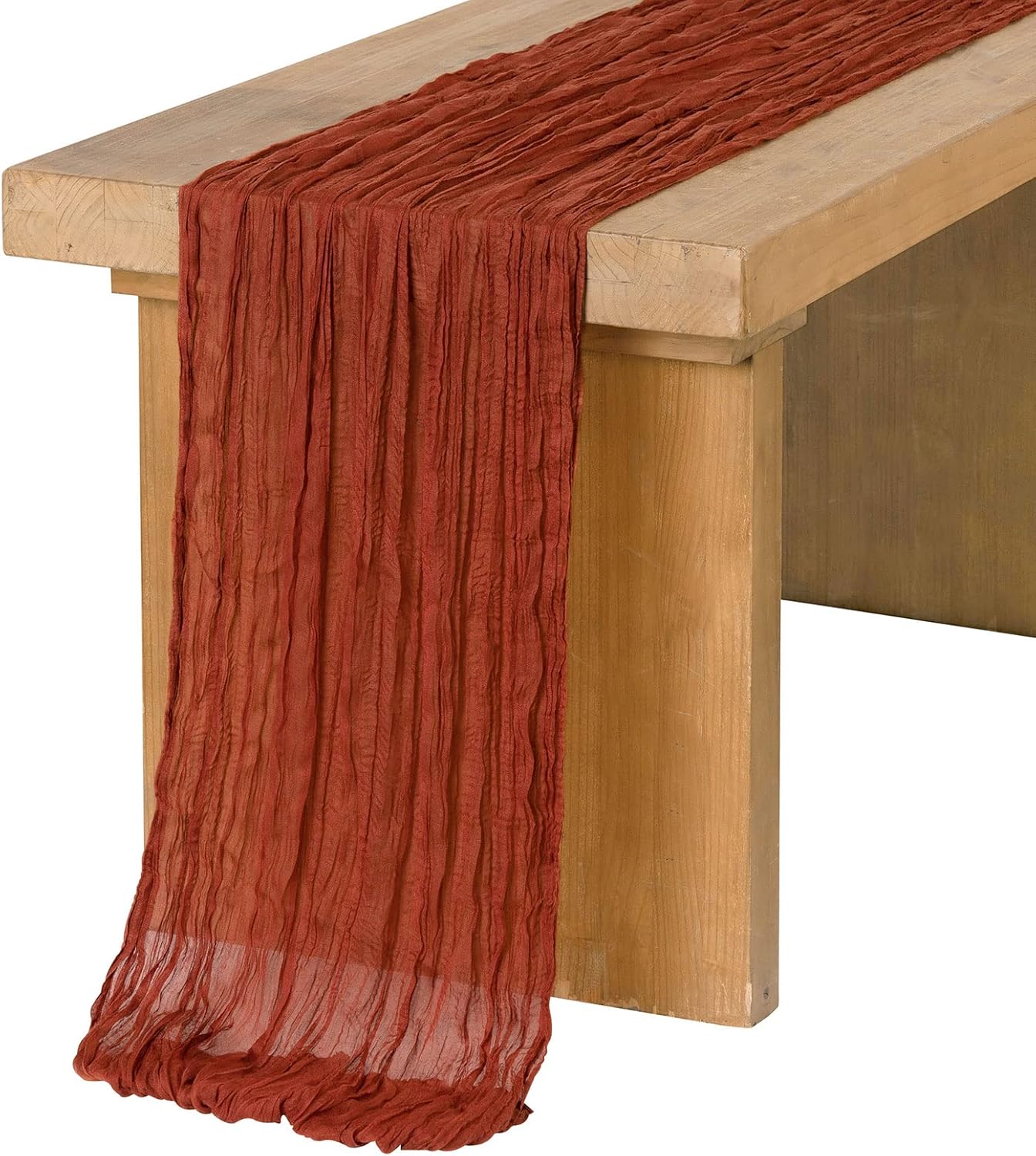Terracotta Gauze Cheesecloth Table Runner for Fall (Terracotta)