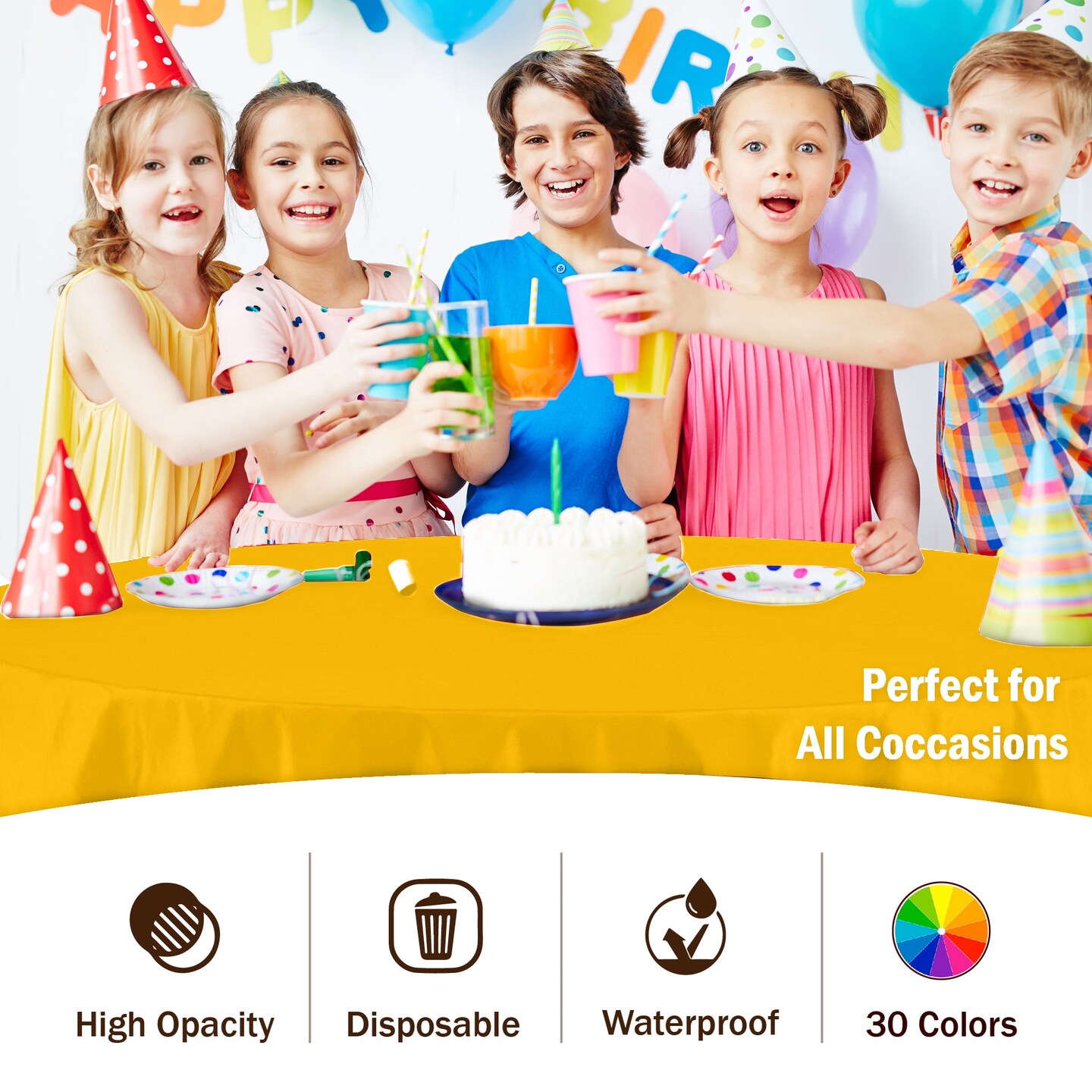 Exquisite Disposable Round Plastic Tablecloths – 6 Pack 84" Disposable Table Cloths – Indoor/Outdoor Party Tablecloth – Round Plastic Table Cover for Events & Party Supplies