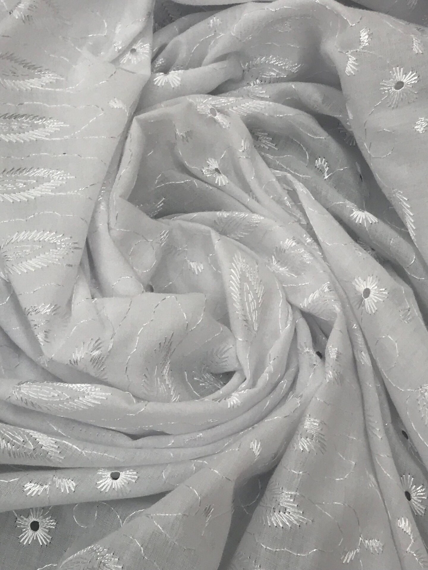 1 Yard White Medium Eyelet Fabric with Double Border and Soft, Medium Weight Texture 41/42 Inches Wide