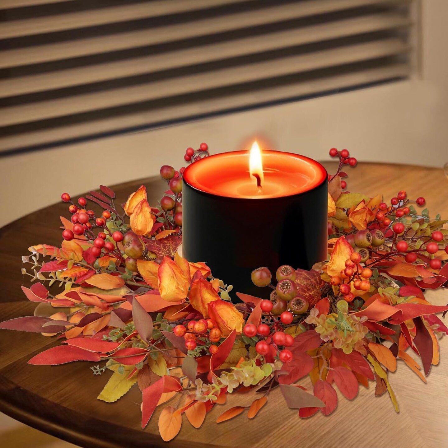 24&#x22; Berry Branches Fall Wreath with Colorful Mixed Leaves