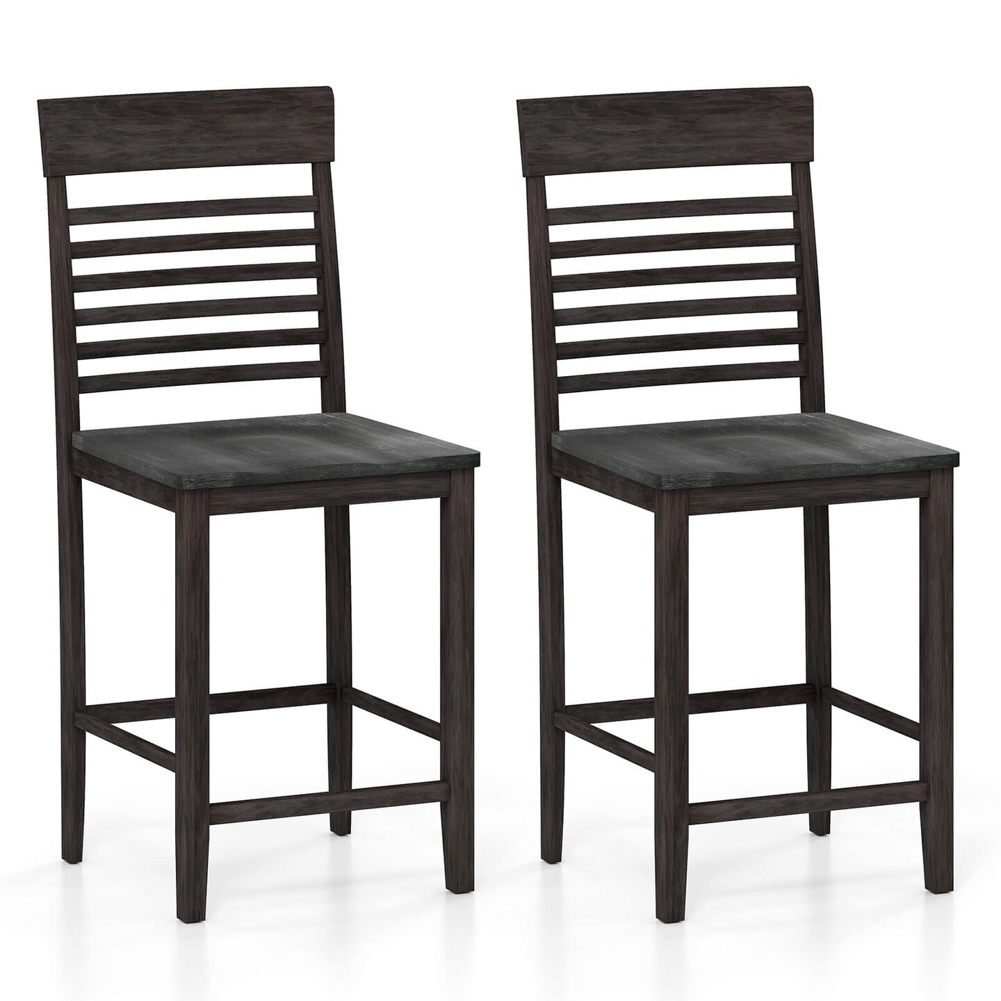Costway Counter-Height Dining Chair Set of 2/4 with Footrests Solid Wood Frame Modern