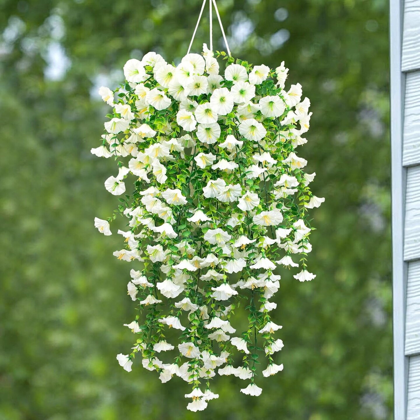 4 Pack Artificial Faux Hanging Flowers Plant for Outdoor, Fake Silk Morning  Glory with Eucalyptus UV Resistant Realistic Trailing Vine for Wall Home ...
