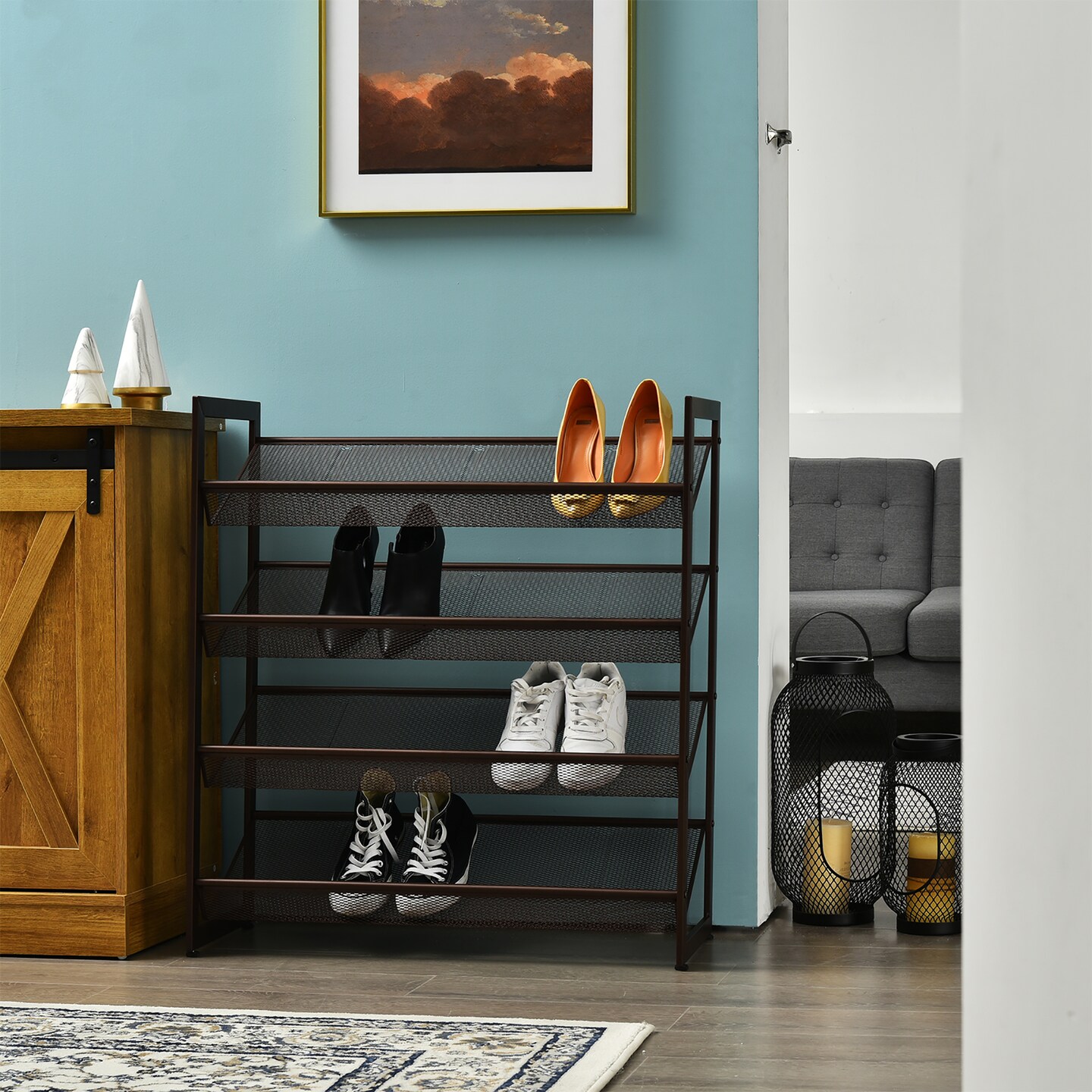 Costway 2-Tier\3-Tier\4-Tier Shoe Rack Adjustable to Flat or Slant Shoe Organizer Holder Stand