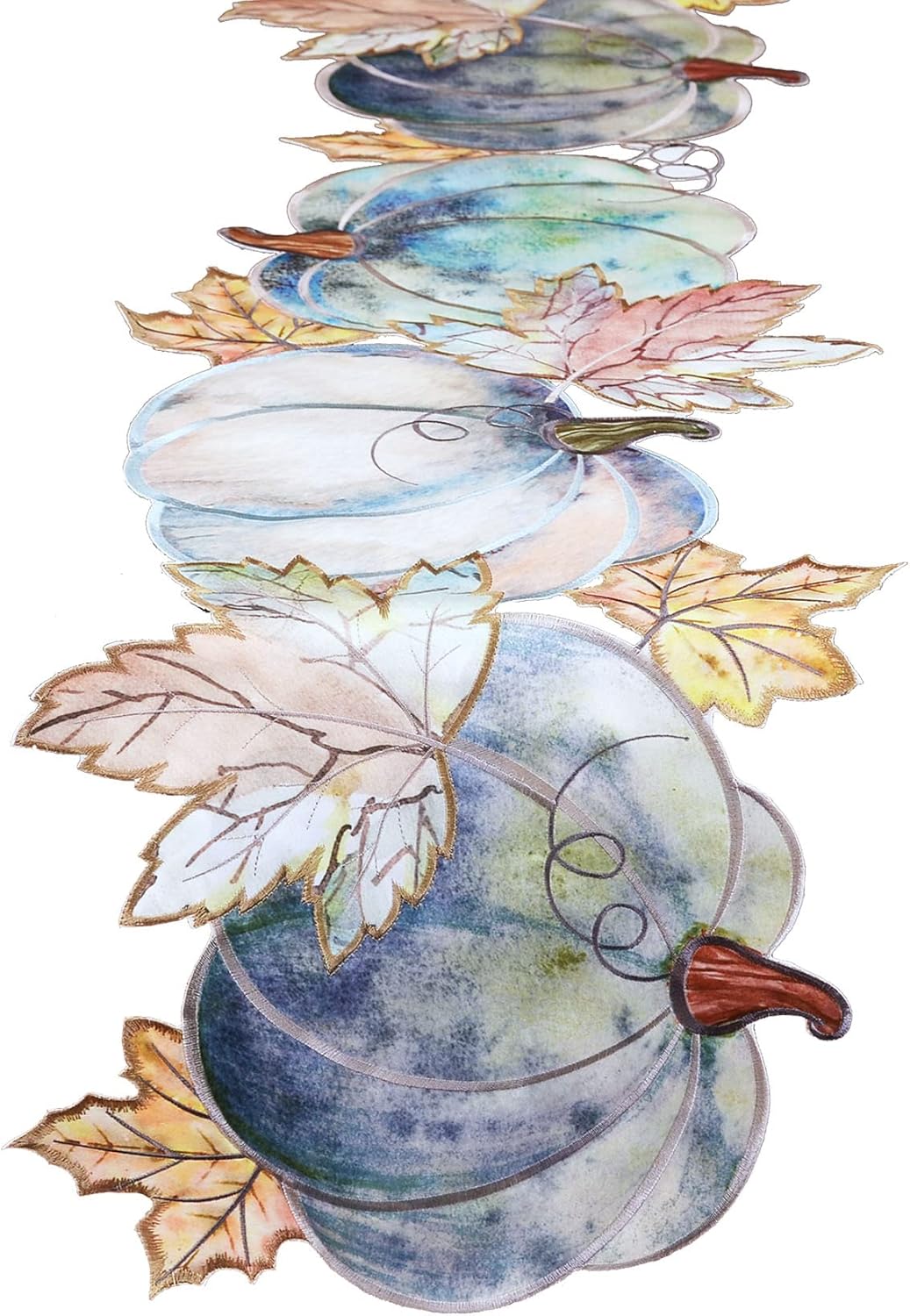 Fall Blue Harvest Pumpkins Table Runner