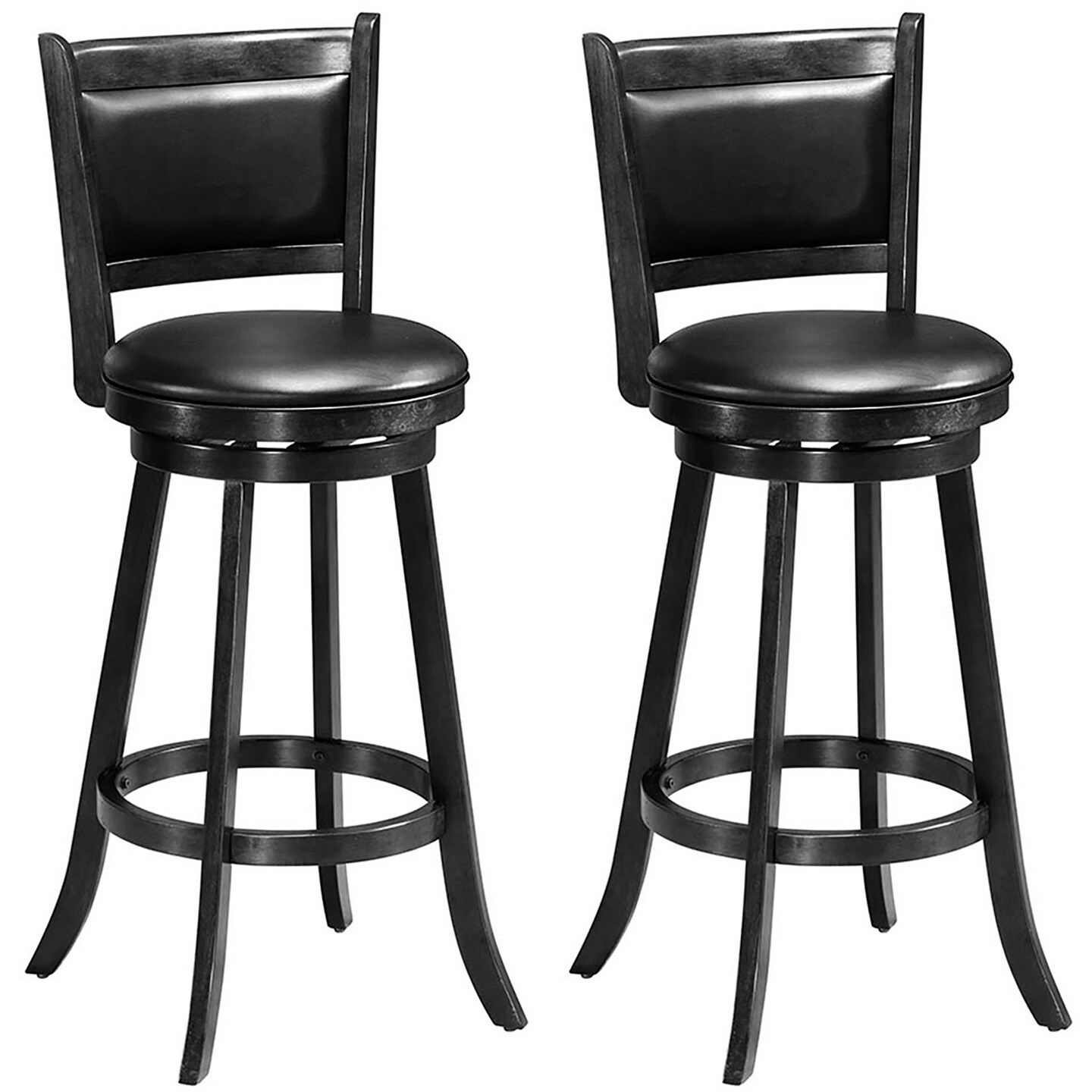 Costway Swivel Bar Stools with Solid Rubber Wood Frame Set of 2/4 for Kitchen Island Gray and Black/Black